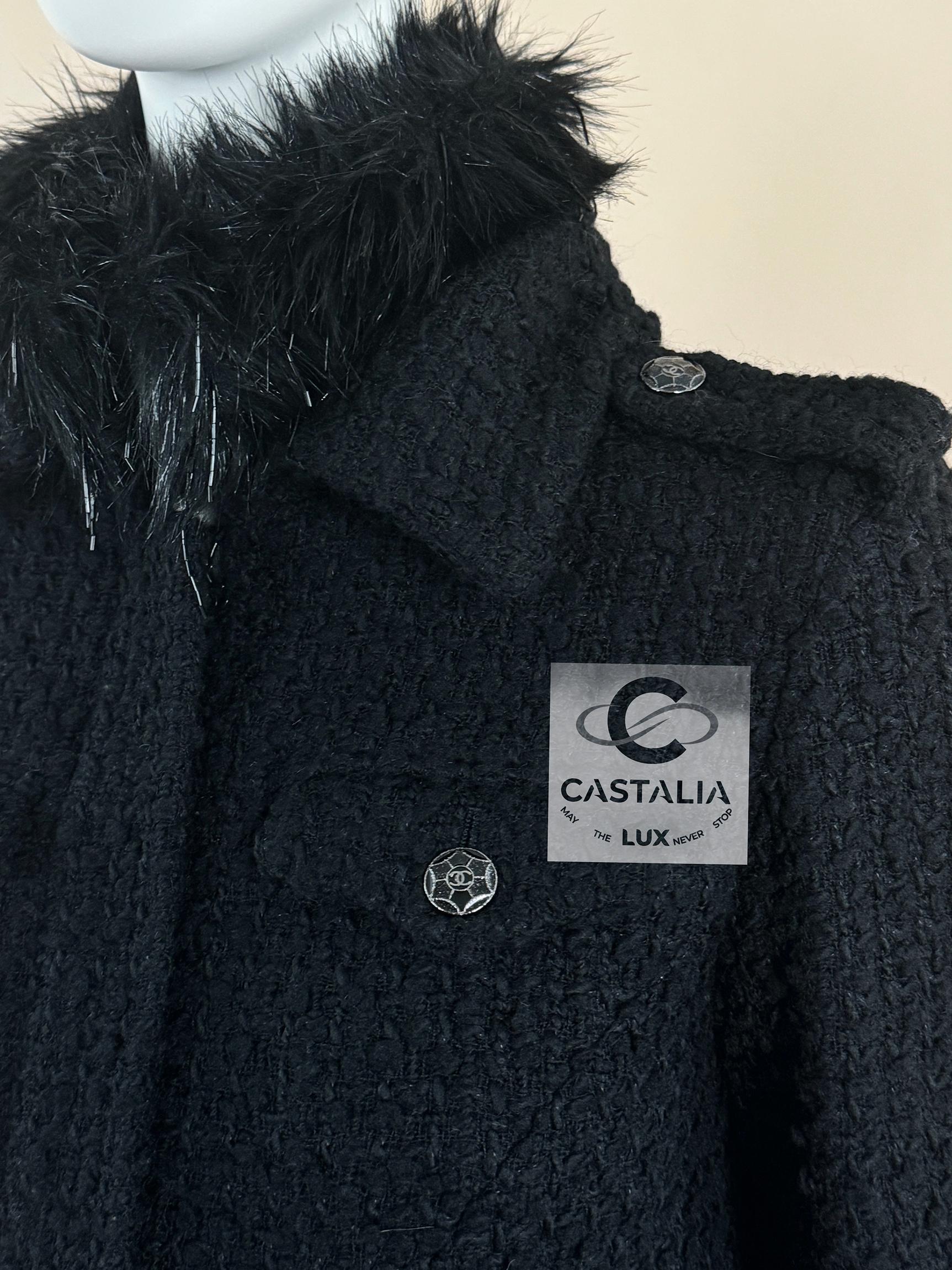 Chanel 10K$ Jewel Embellished Black Tweed Coat 3