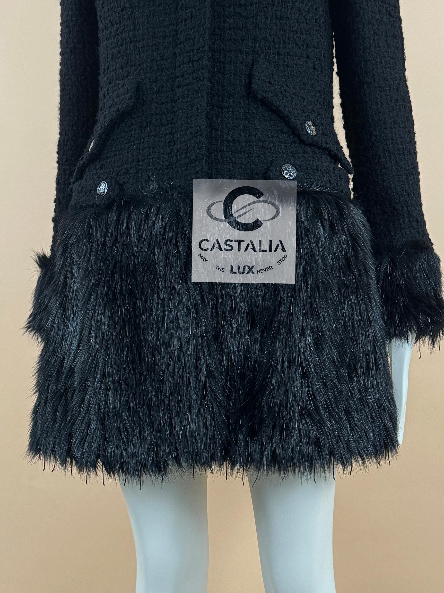 Chanel 10K$ Jewel Embellished Black Tweed Coat 5