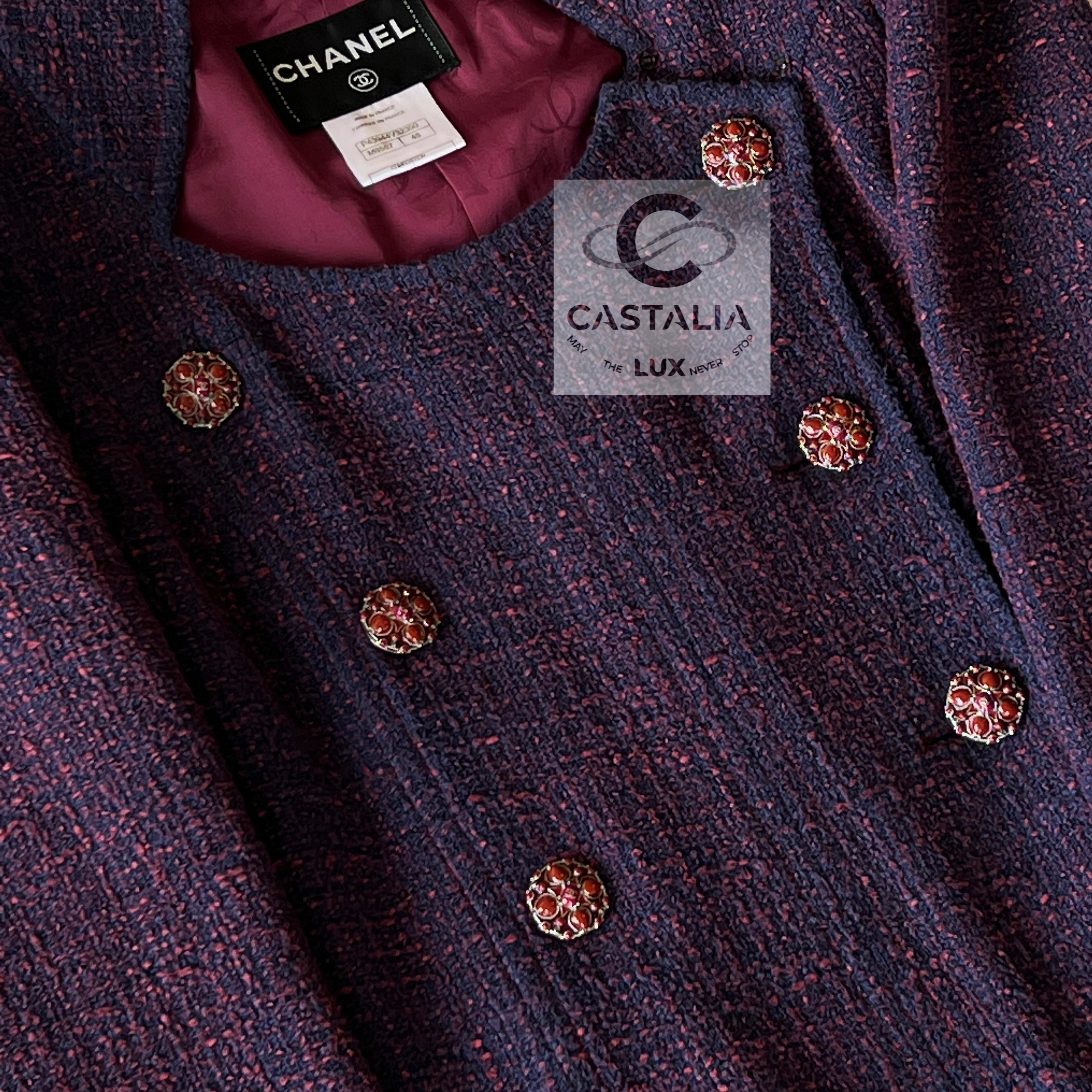 Chanel 10K$ Paris / Bombay CC Jewel Buttons Tweed Coat 5