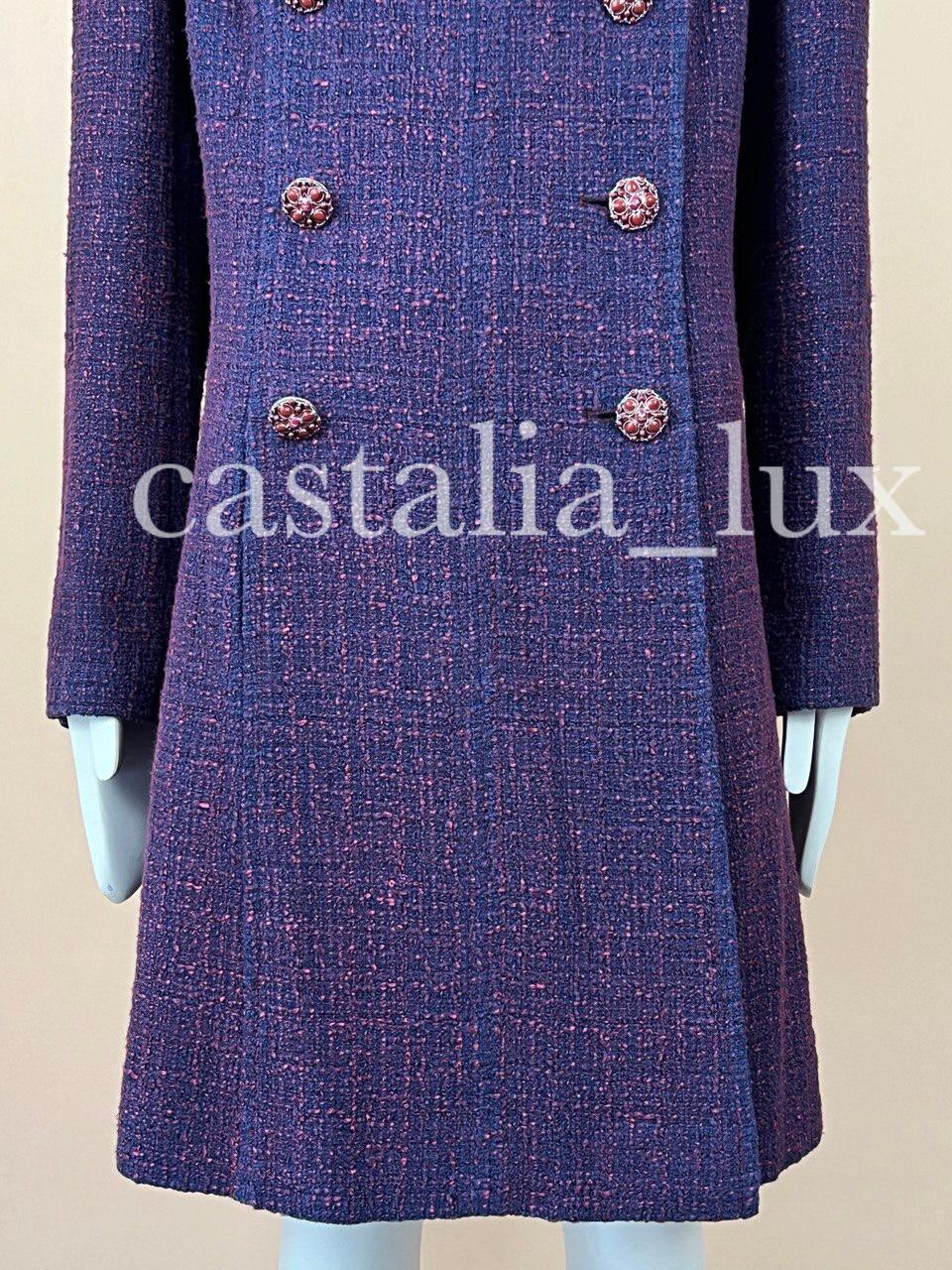 Chanel 10K Paris / Bombay CC Jewel Buttons Tweed Coat For Sale 7
