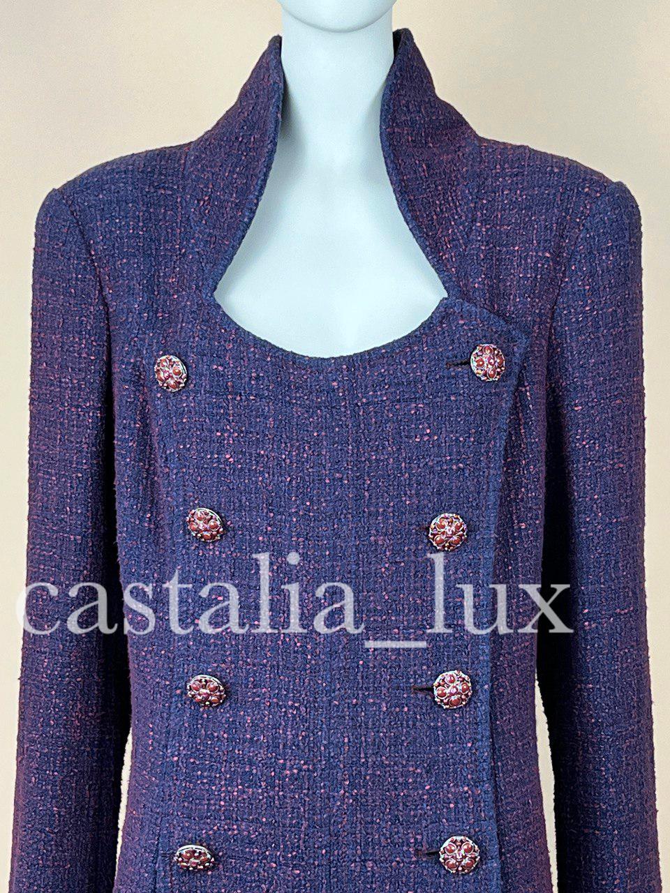 Chanel 10K Paris / Bombay CC Jewel Buttons Tweed Coat For Sale 2