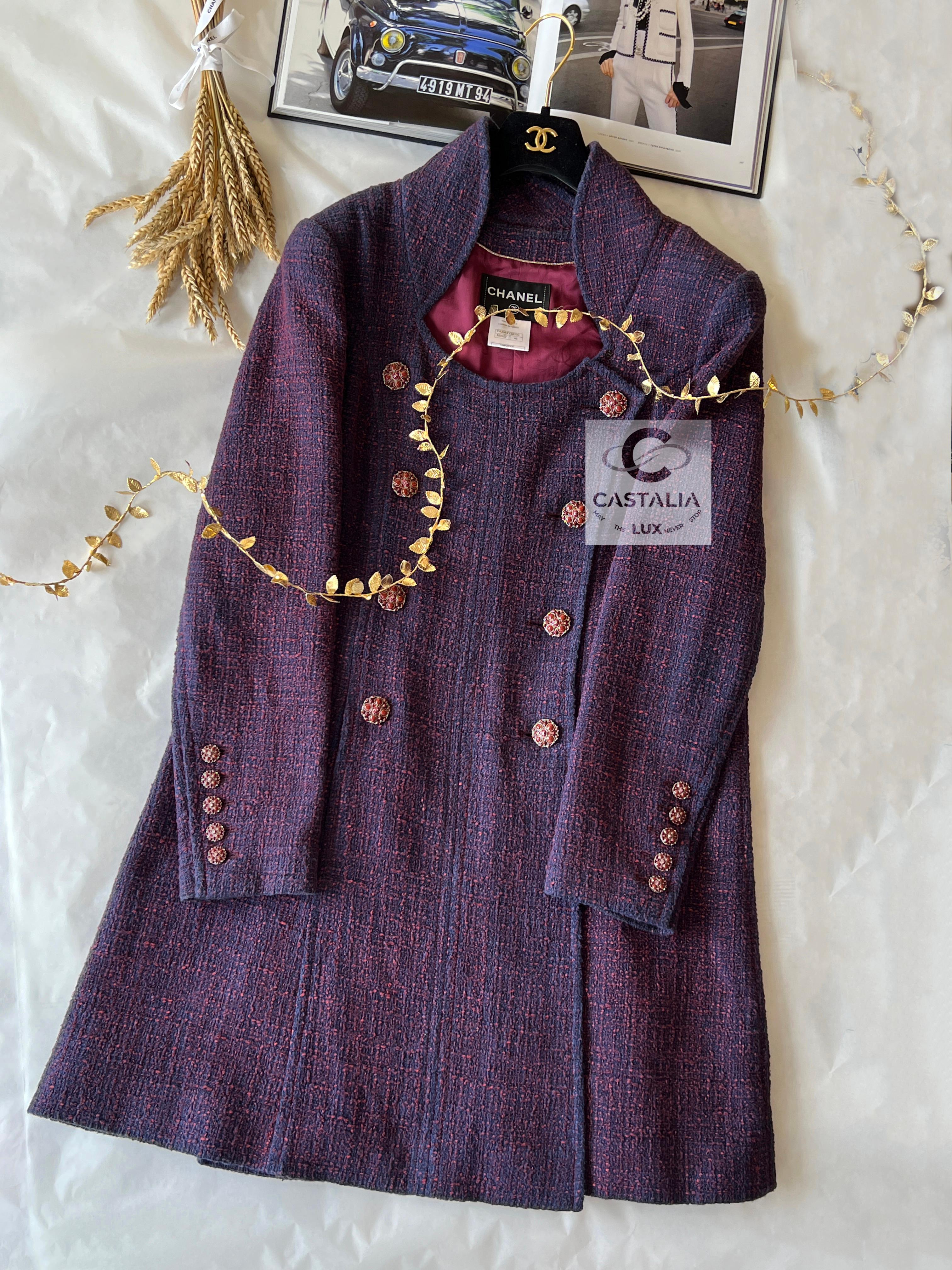 Chanel 10K$ Paris / Bombay CC Jewel Buttons Tweed Coat 2