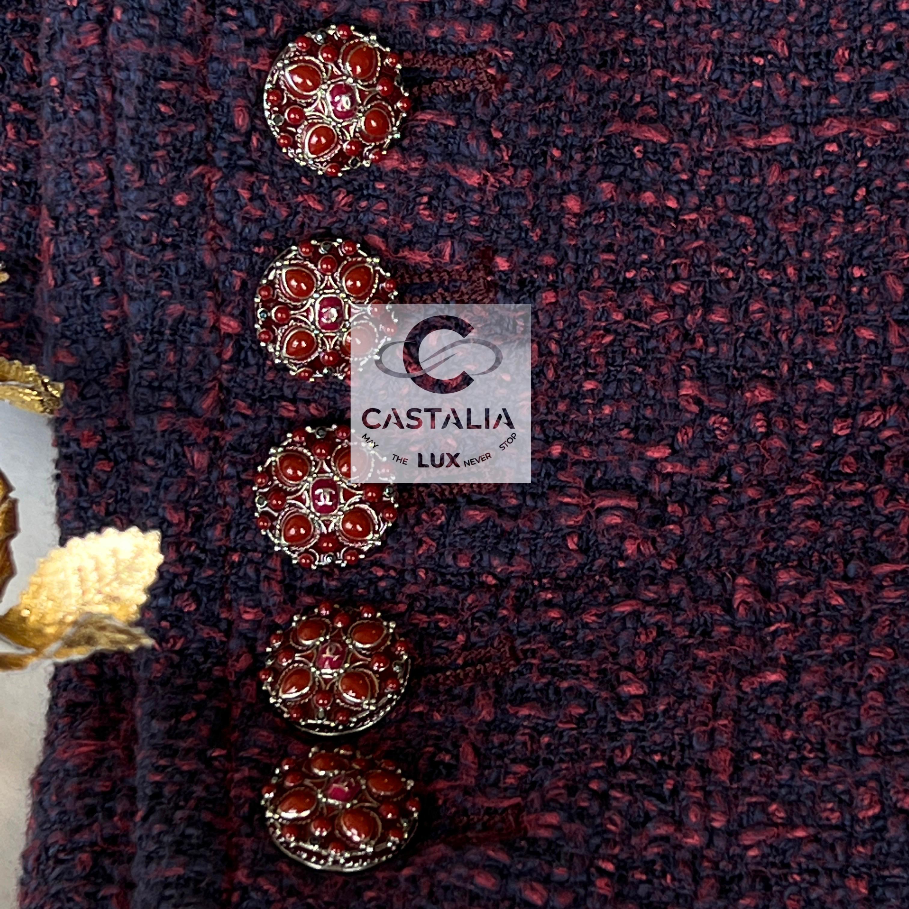 Chanel 10K$ Paris / Bombay CC Jewel Buttons Tweed Coat 4