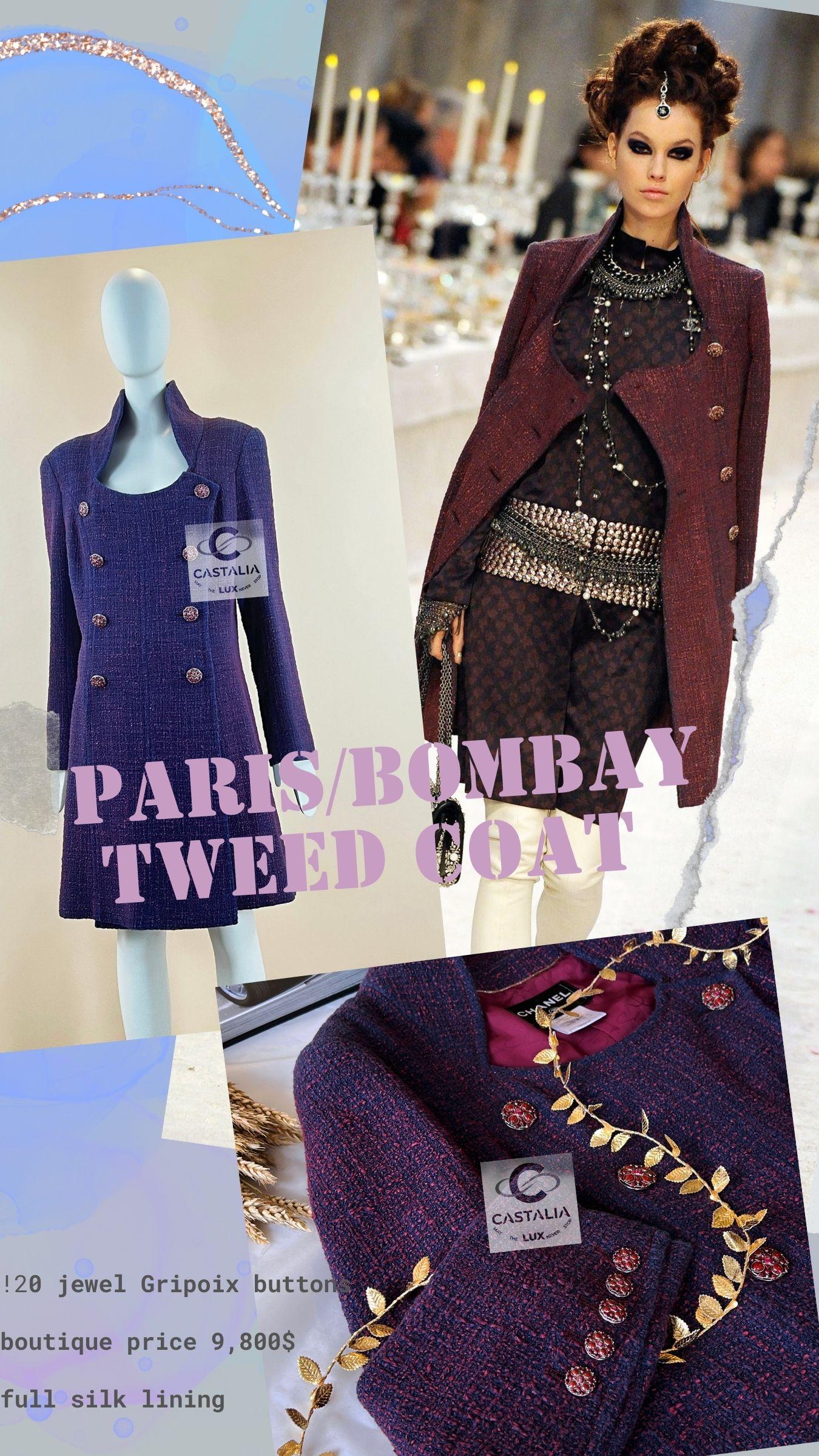 Black Chanel 10K$ Paris / Bombay Jewel Buttons Tweed Coat