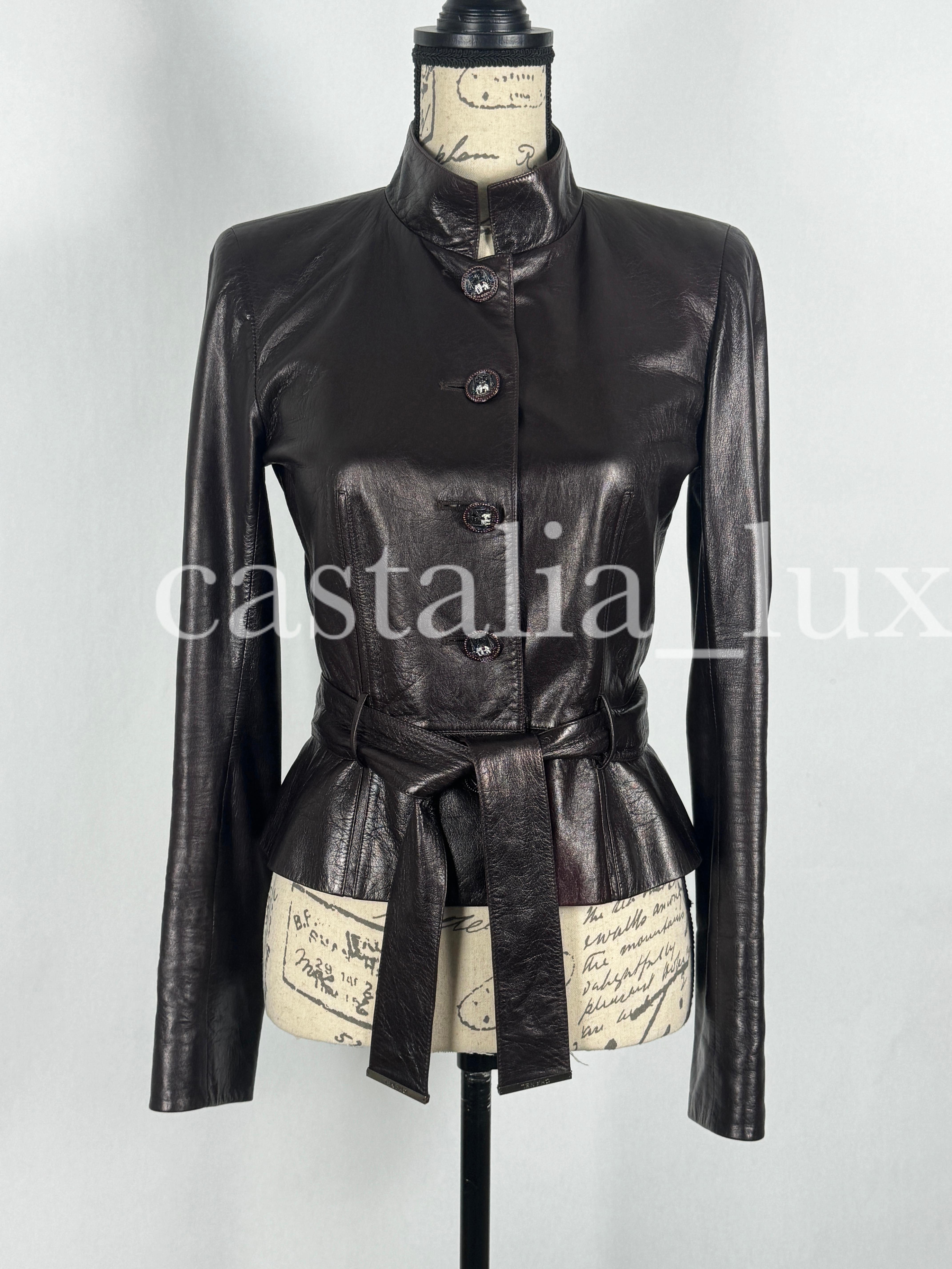 Chanel 10K Rarest Paris / Bombay CC Buttons Leather Jacket For Sale 11