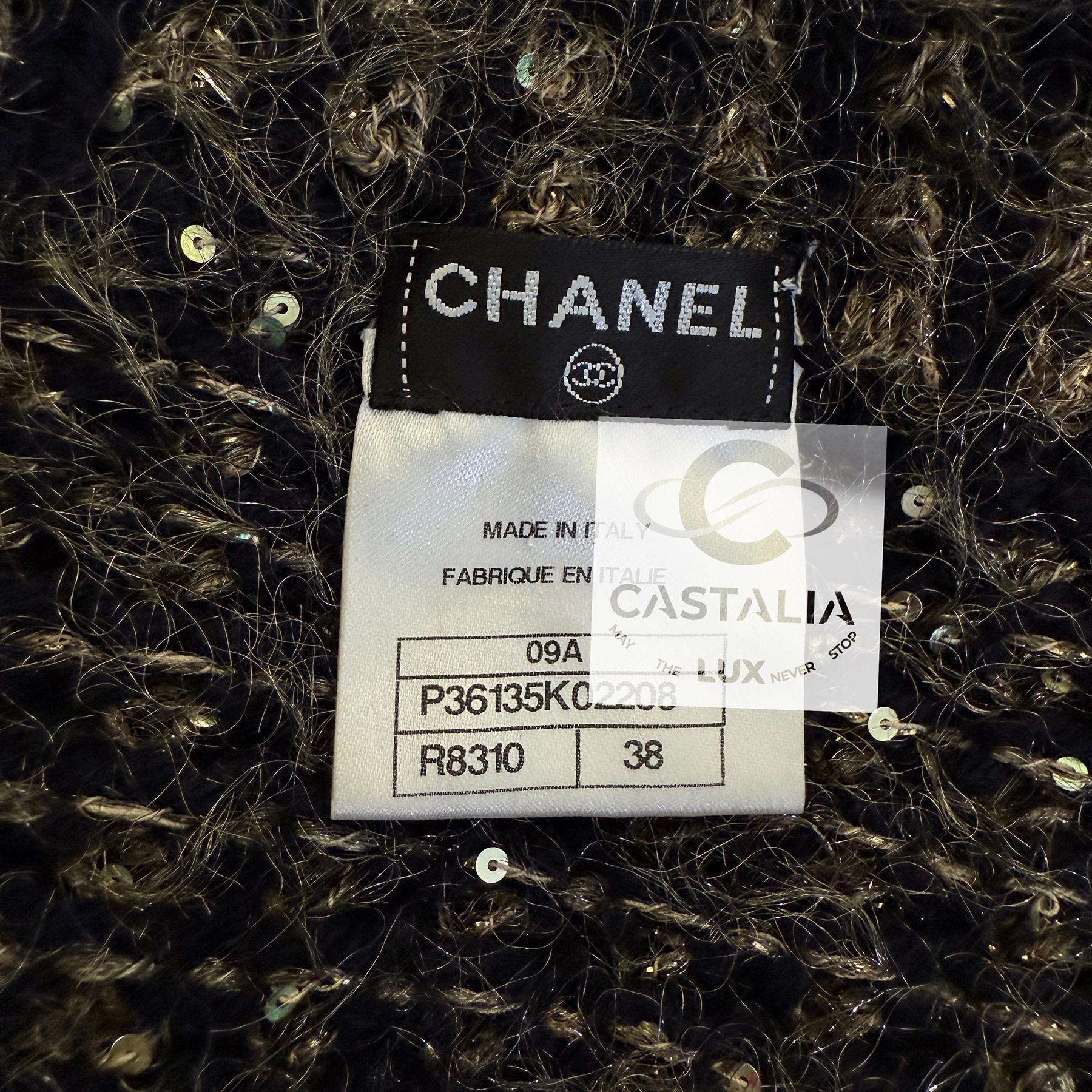 Chanel 10K$ Sequin Cashmere Jacket with CC Eagle Buttons 38 FR For Sale 14