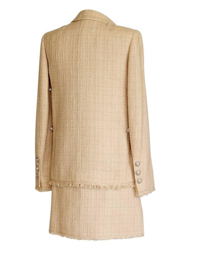 Chanel 10P Skirt Suit Nude Tweed Unique Details 38 / 6 nwt 1