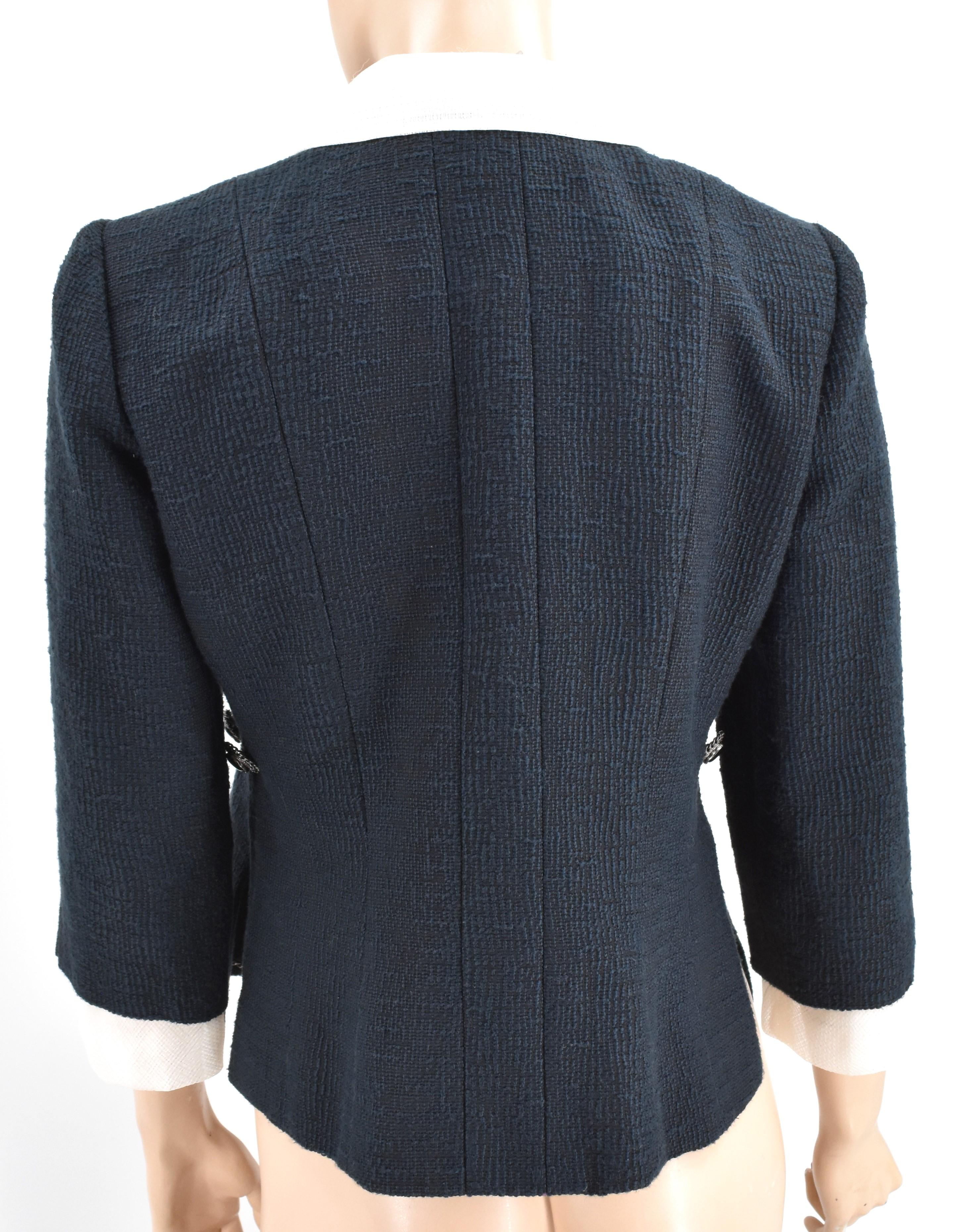 Chanel 10P Spring 2010 Runway Bow Jacket Blue 40 New In New Condition For Sale In Merced, CA