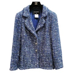 CHANEL 10P VIintage Tweed Fringed Jacket Blazer