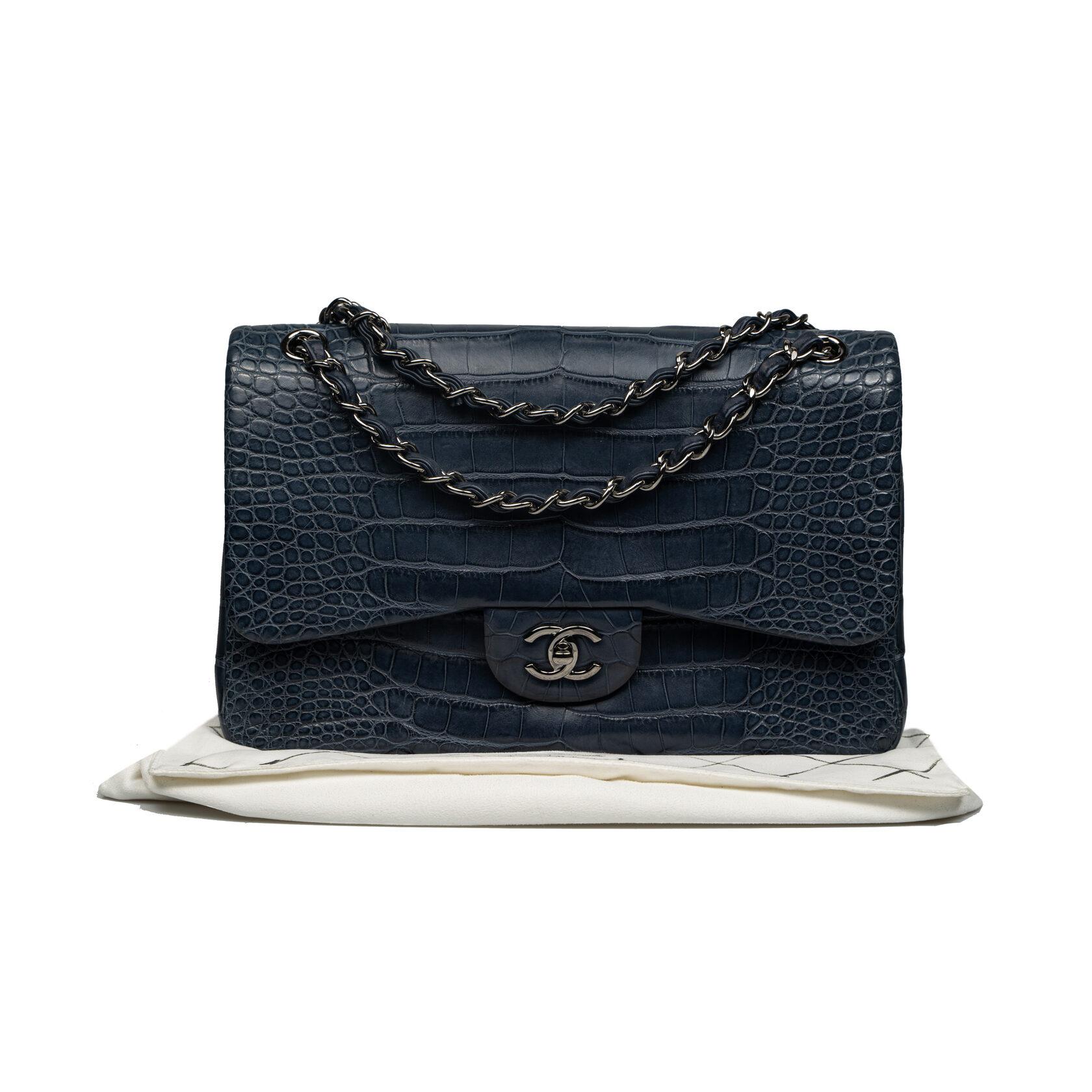 Chanel 11.12 Classic / Timeless Jumbo Double Flap Alligator For Sale 8