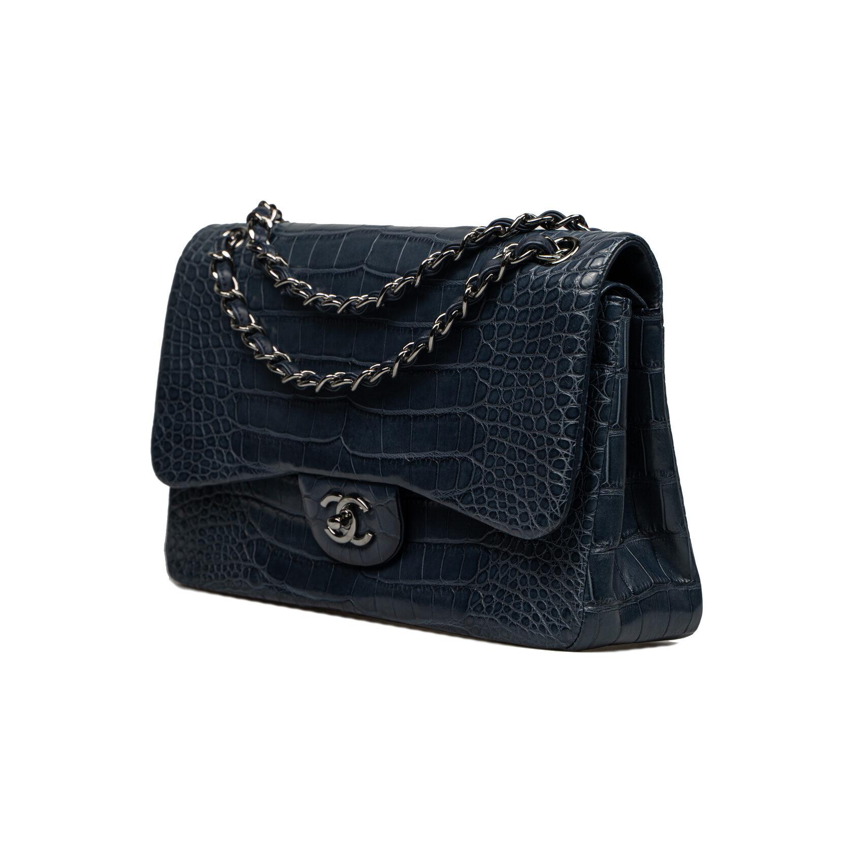 Chanel 11.12 Classic / Timeless Jumbo Double Flap Alligator For Sale 10