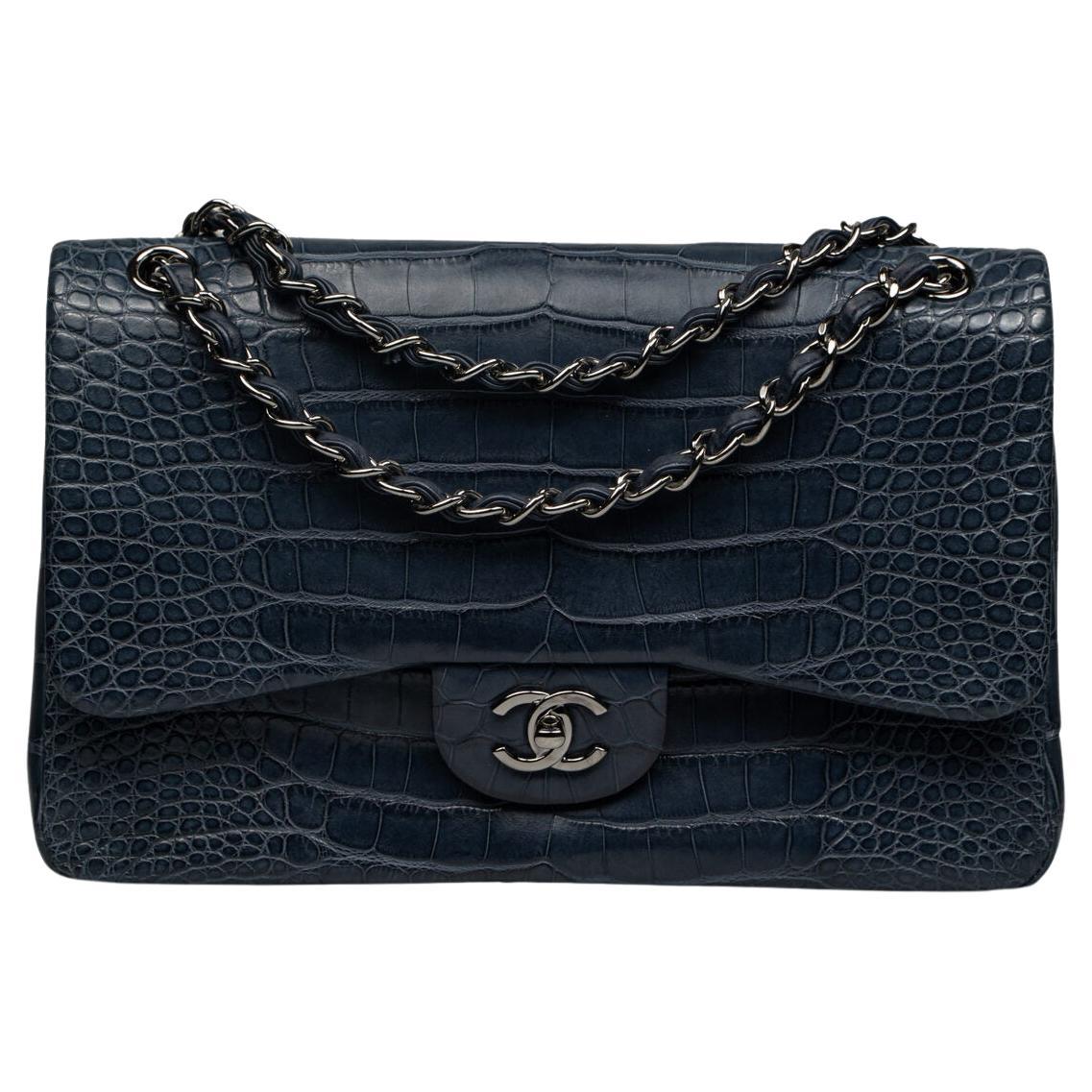 Chanel 11.12 Classic / Timeless Jumbo Double Flap Alligator For Sale