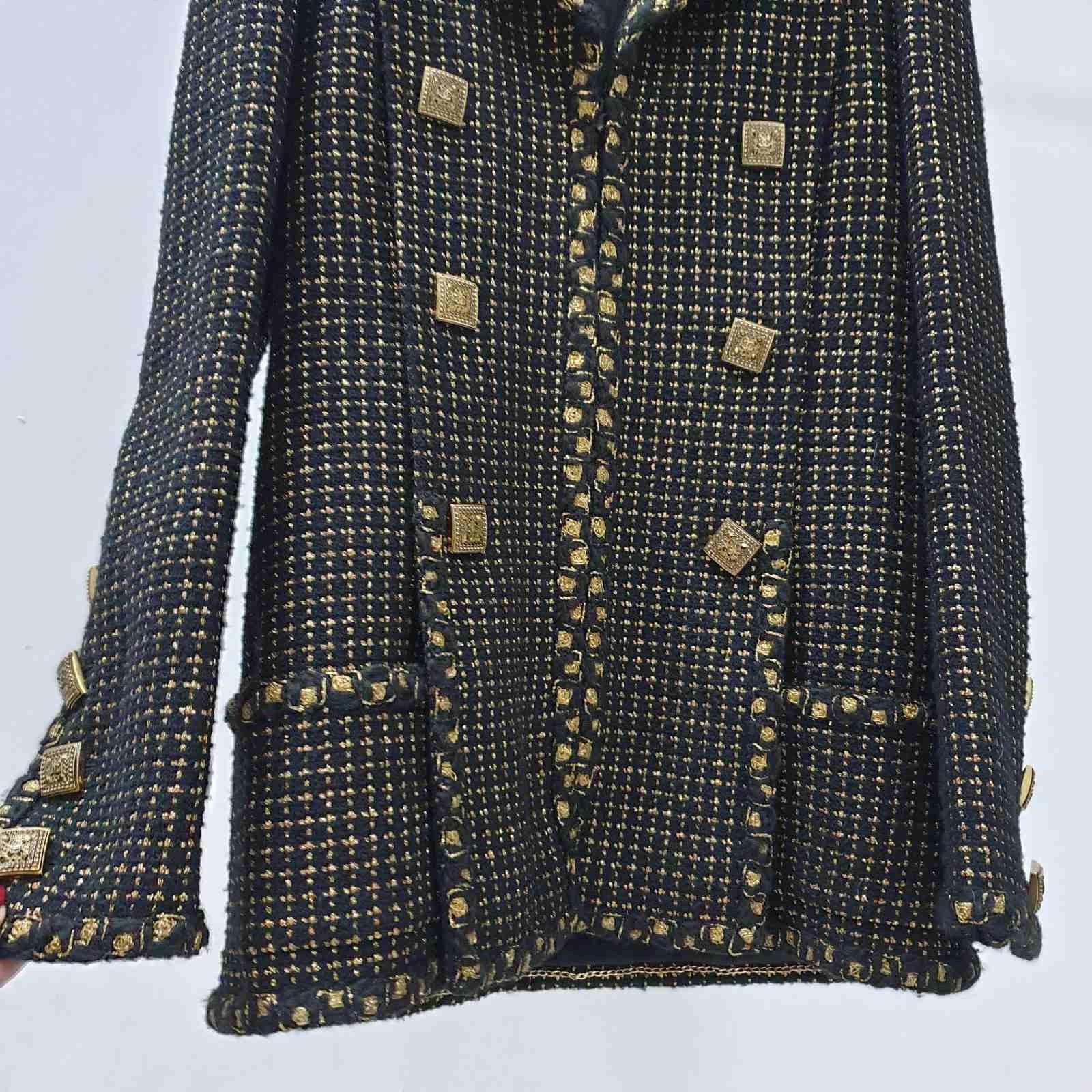Chanel 11A Paris-Byzance Black Gold Gripoix Buttons Jacket Coat In Excellent Condition In Krakow, PL