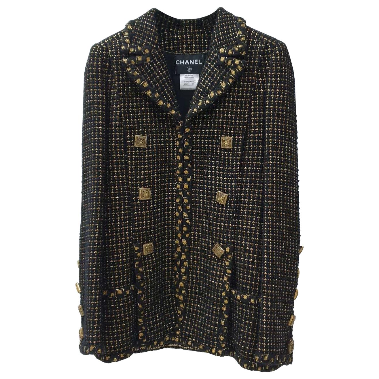 Chanel 11A Paris-Byzance Black Gold Gripoix Buttons Jacket Coat