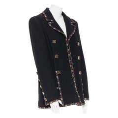 CHANEL 11A Paris-Byzance black wool tweed gripoix button blazer jacket FR48