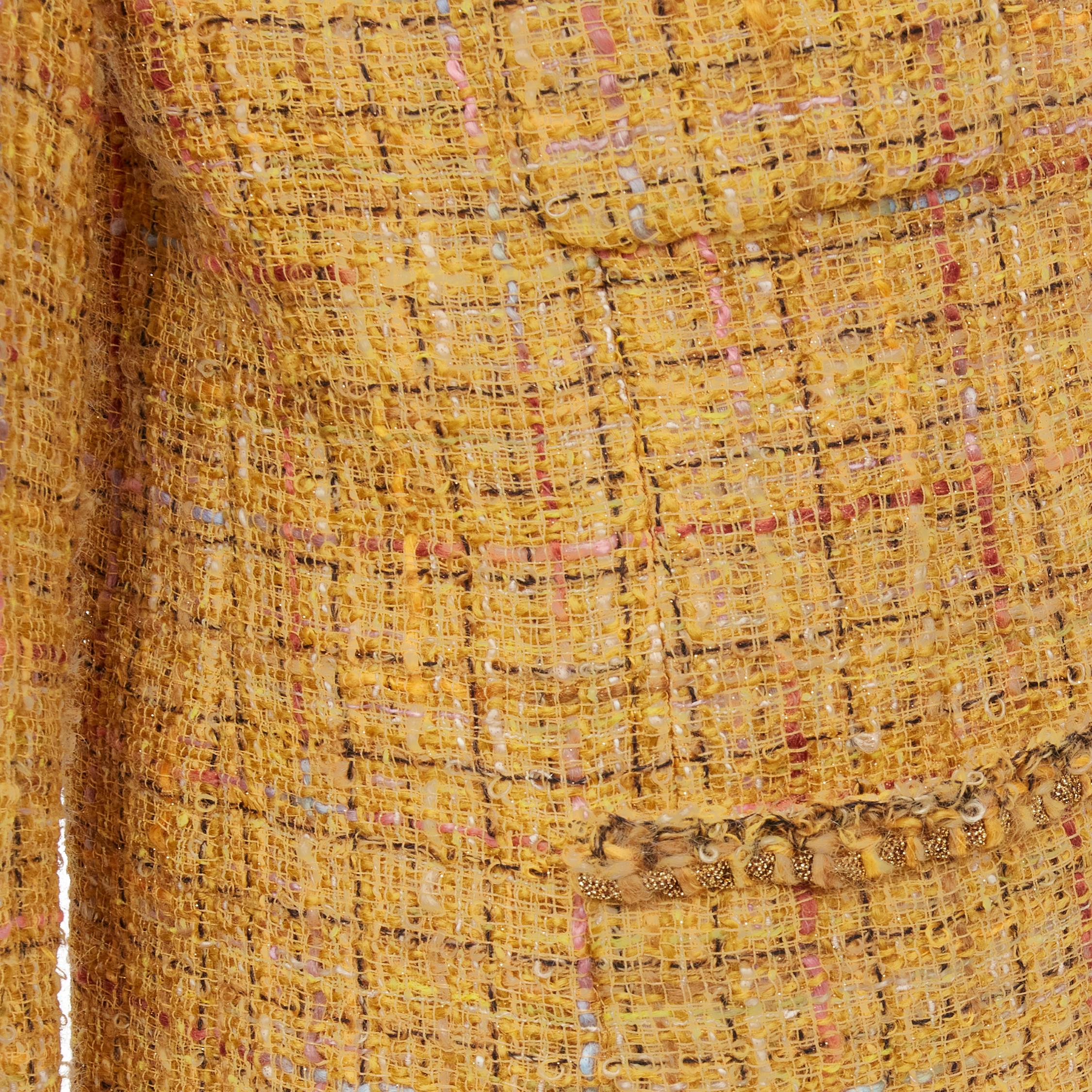 CHANEL 11C fold Fantasy Tweed braid trim 4-pocket blazer jacket FR42 L 6