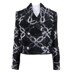 Chanel 11K$ Ad Campaign Black Jacket with Chain Link Pattern 34 FR