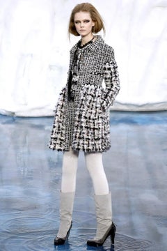 Chanel 11K Arctic Ice Fluffy Tweed Coat with CC Jewel Buttons