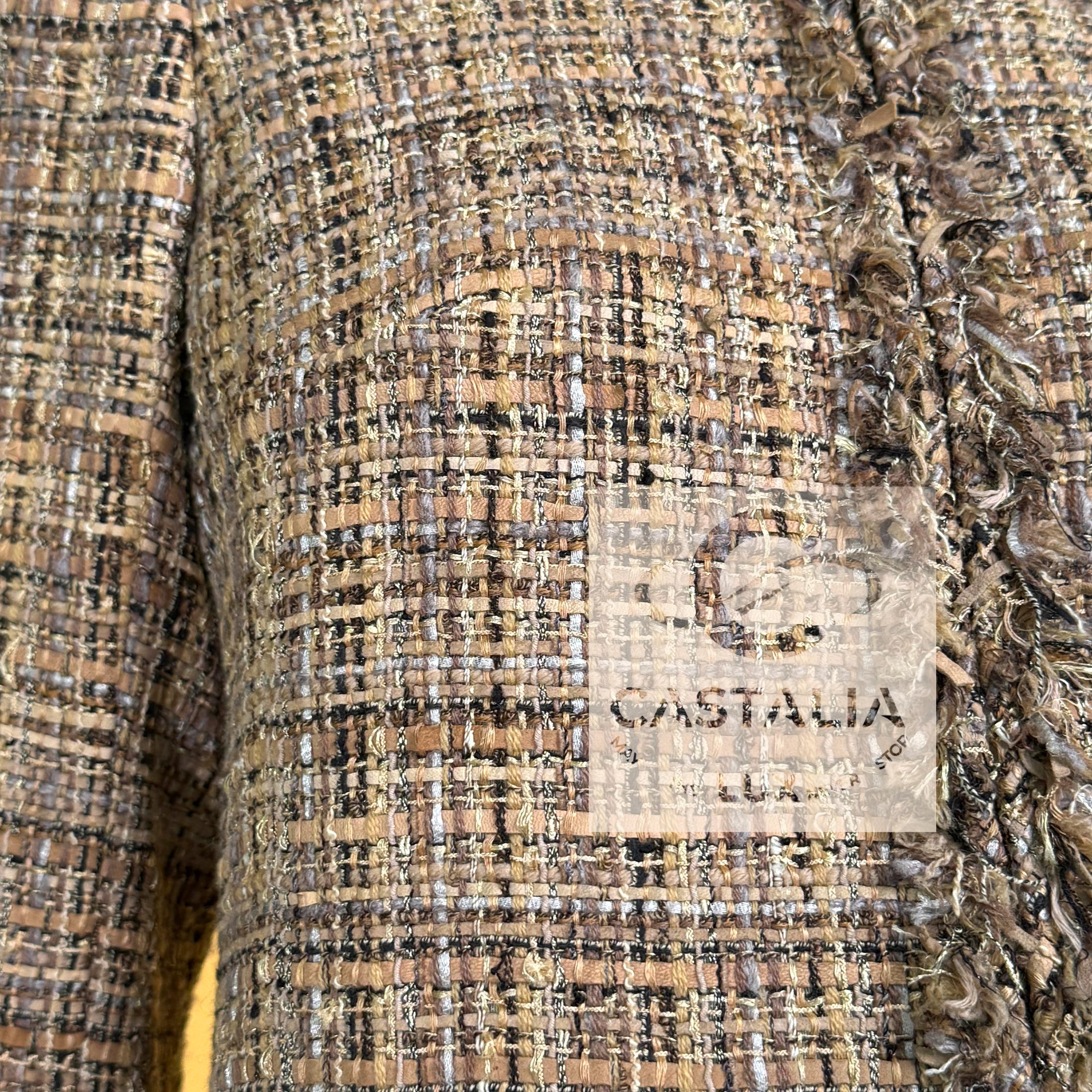 CHANEL 11K$ Beige Ribbon Tweed Jacket 36 FR For Sale 6