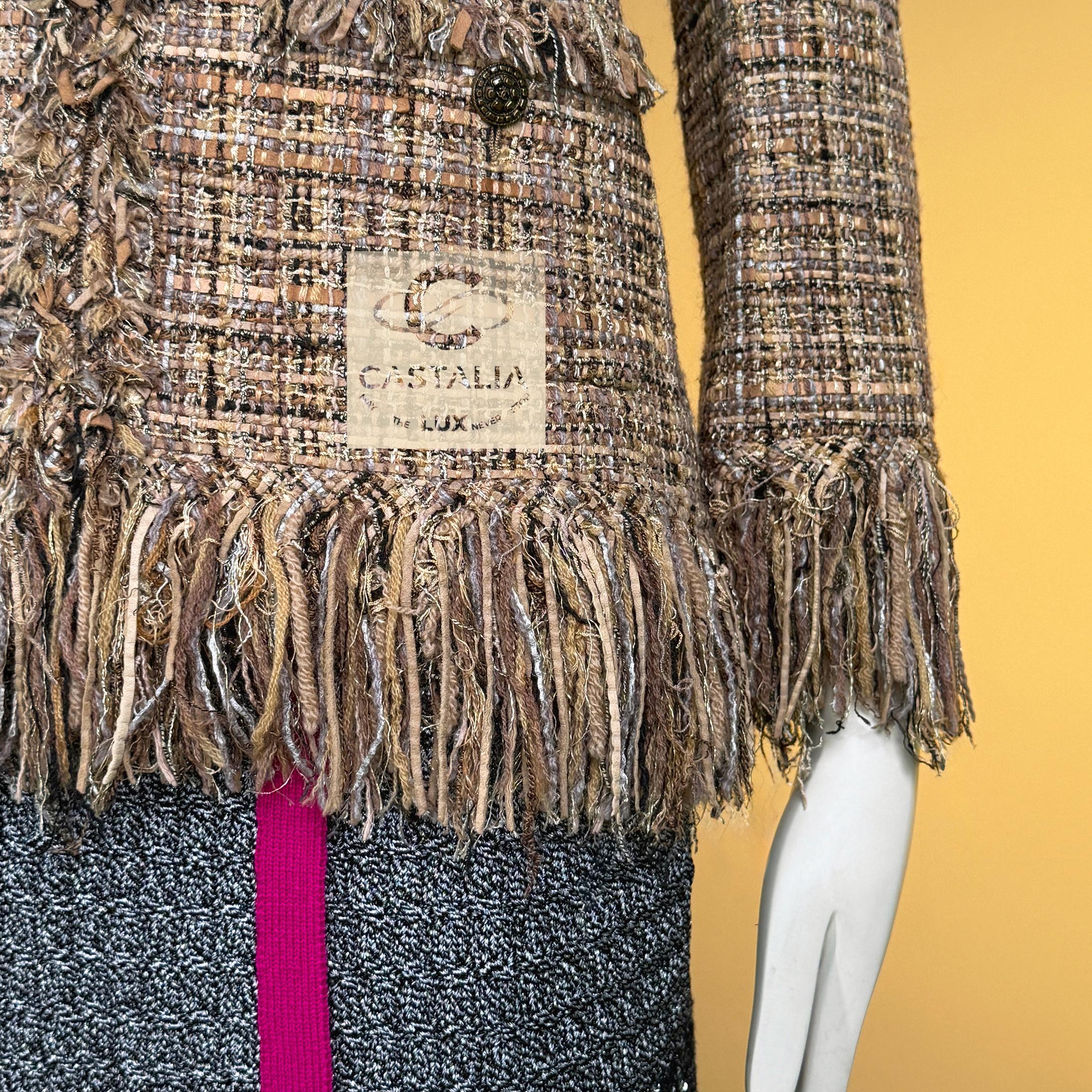 CHANEL 11K$ Beige Ribbon Tweed Jacket 36 FR For Sale 7