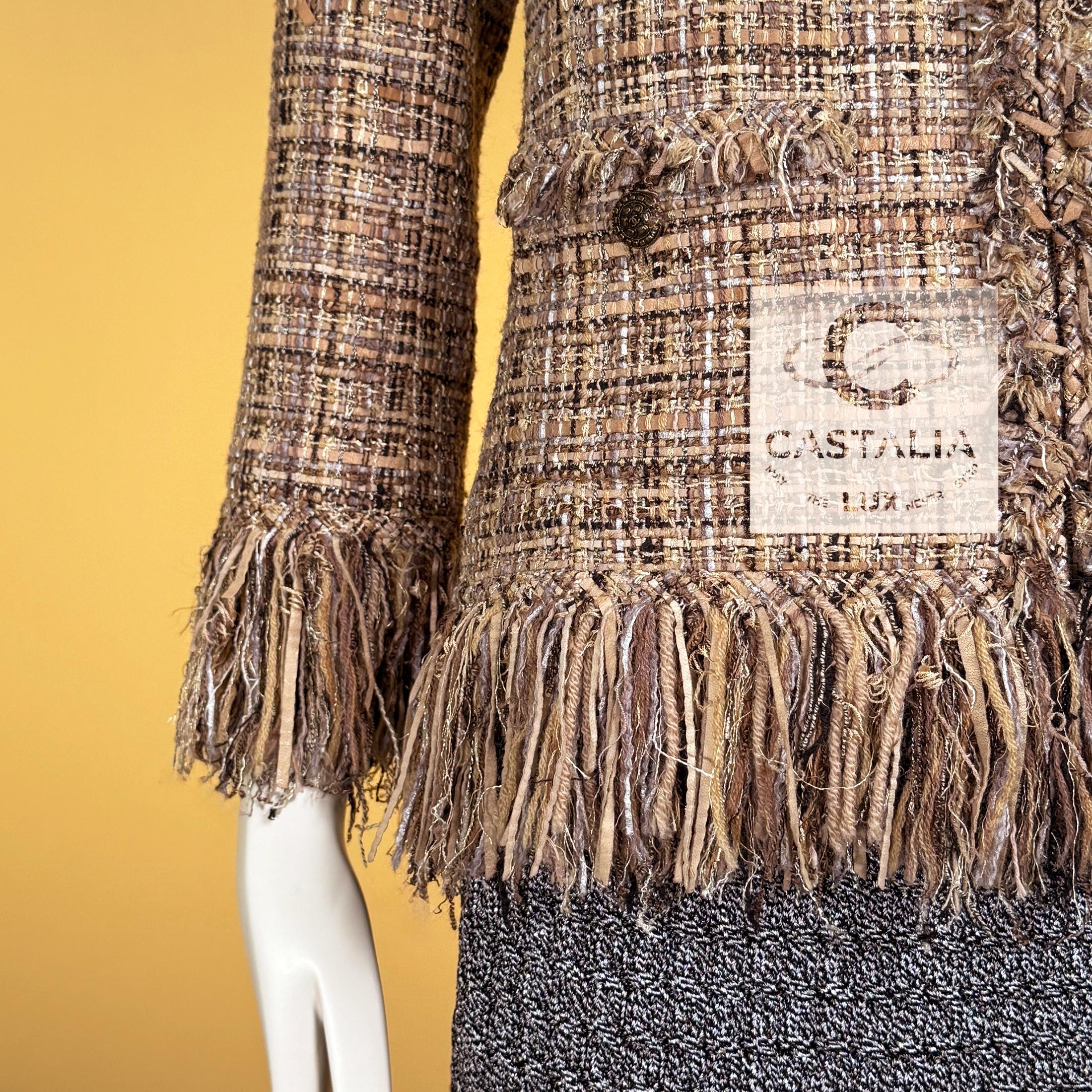 CHANEL 11K$ Beige Ribbon Tweed Jacket 36 FR For Sale 1