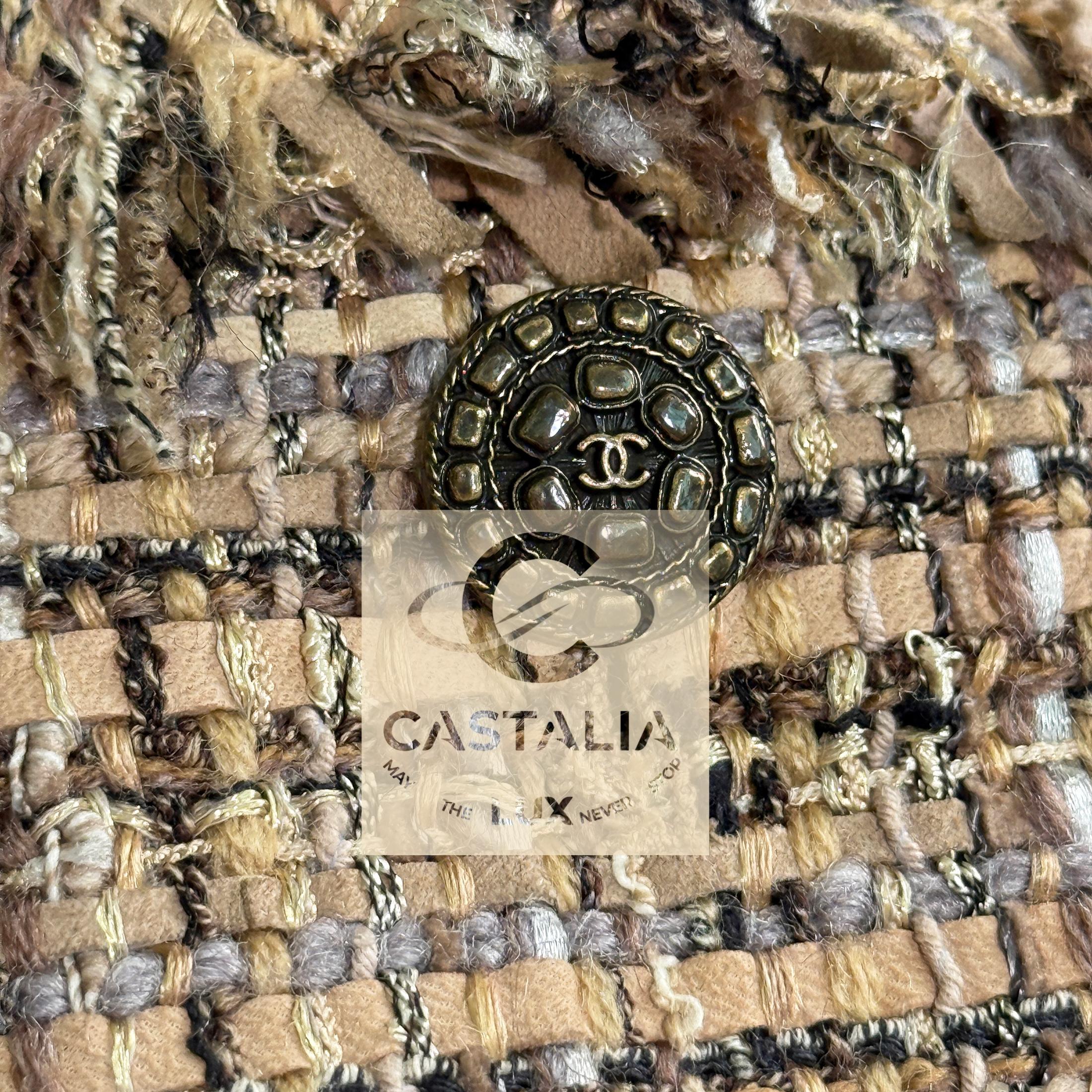 CHANEL 11K$ Beige Ribbon Tweed Jacket 36 FR For Sale 2