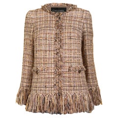 CHANEL 11K$ Beige Ribbon Tweed Jacket 36 FR