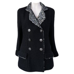 Chanel 11K$ Black Sequin Tweed Jacket 40 FR