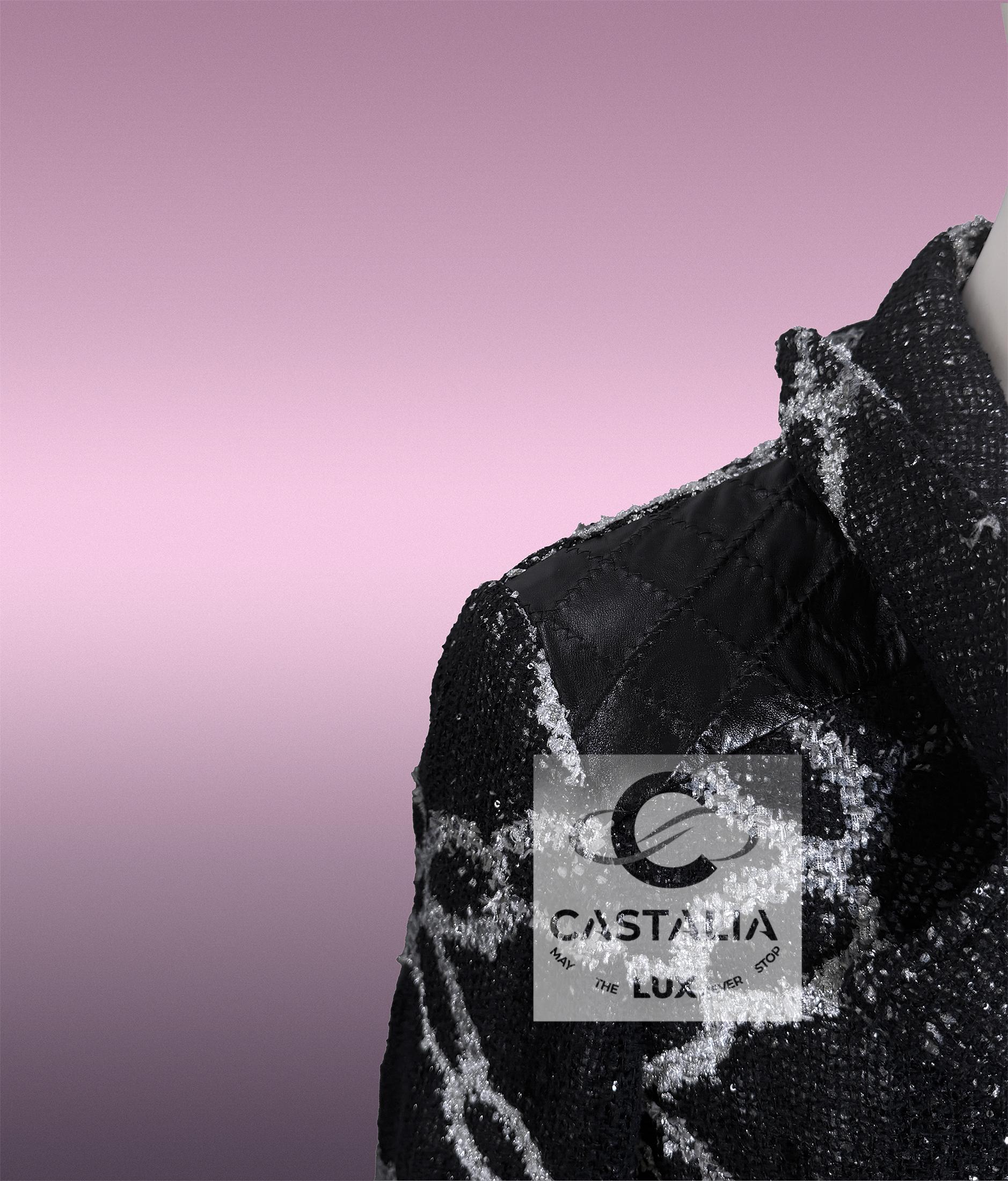 CHANEL 11K$ Schwarzer Tweed Jacke mit Kette Link Muster 34 FR im Angebot 6