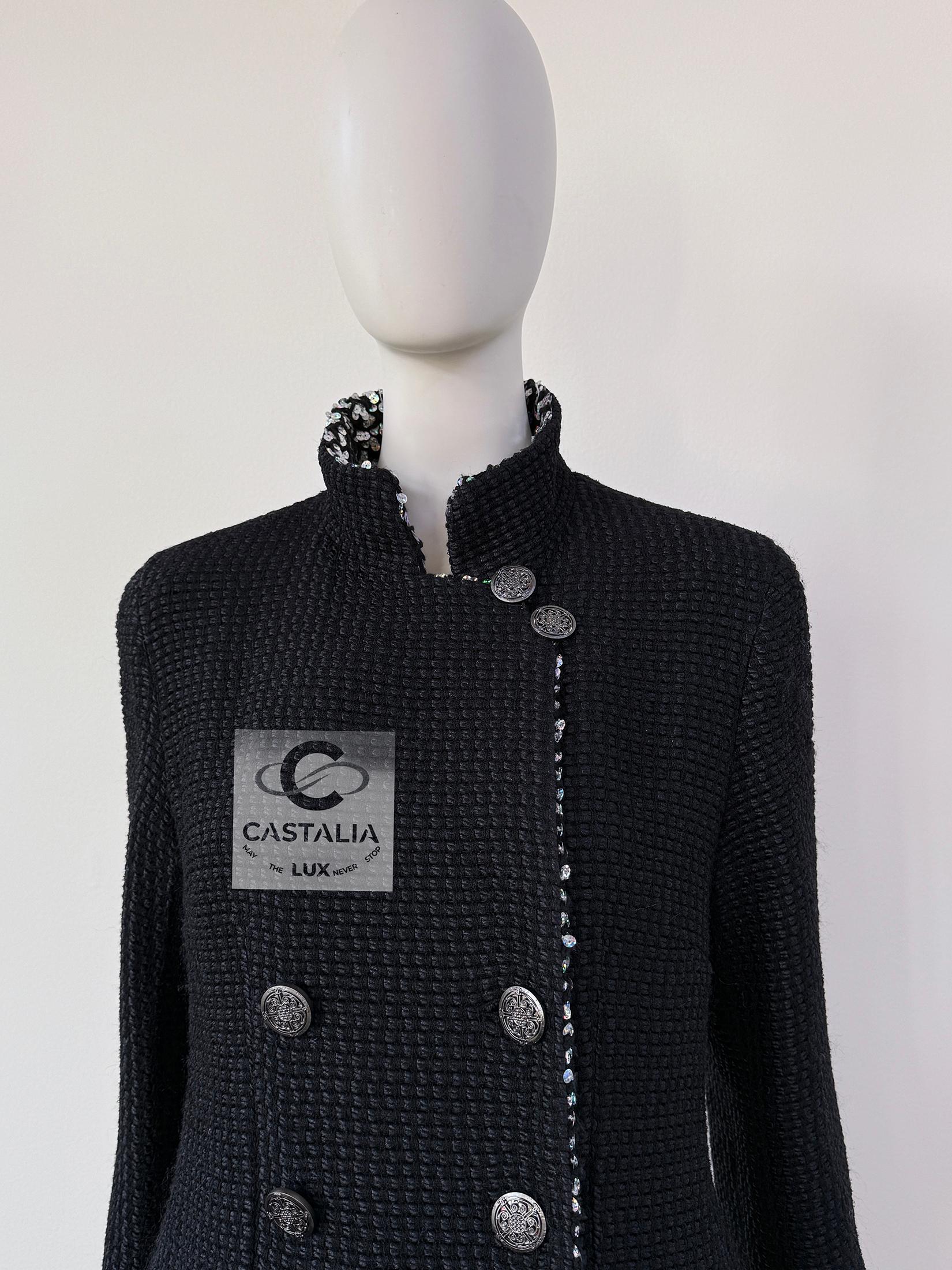 Chanel 11K$ Black Tweed Jacket with Sequin Accents 40 FR 5