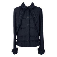 Chanel 11K$ CC Jewel Buttons Black Tweed Jacket 38 FR