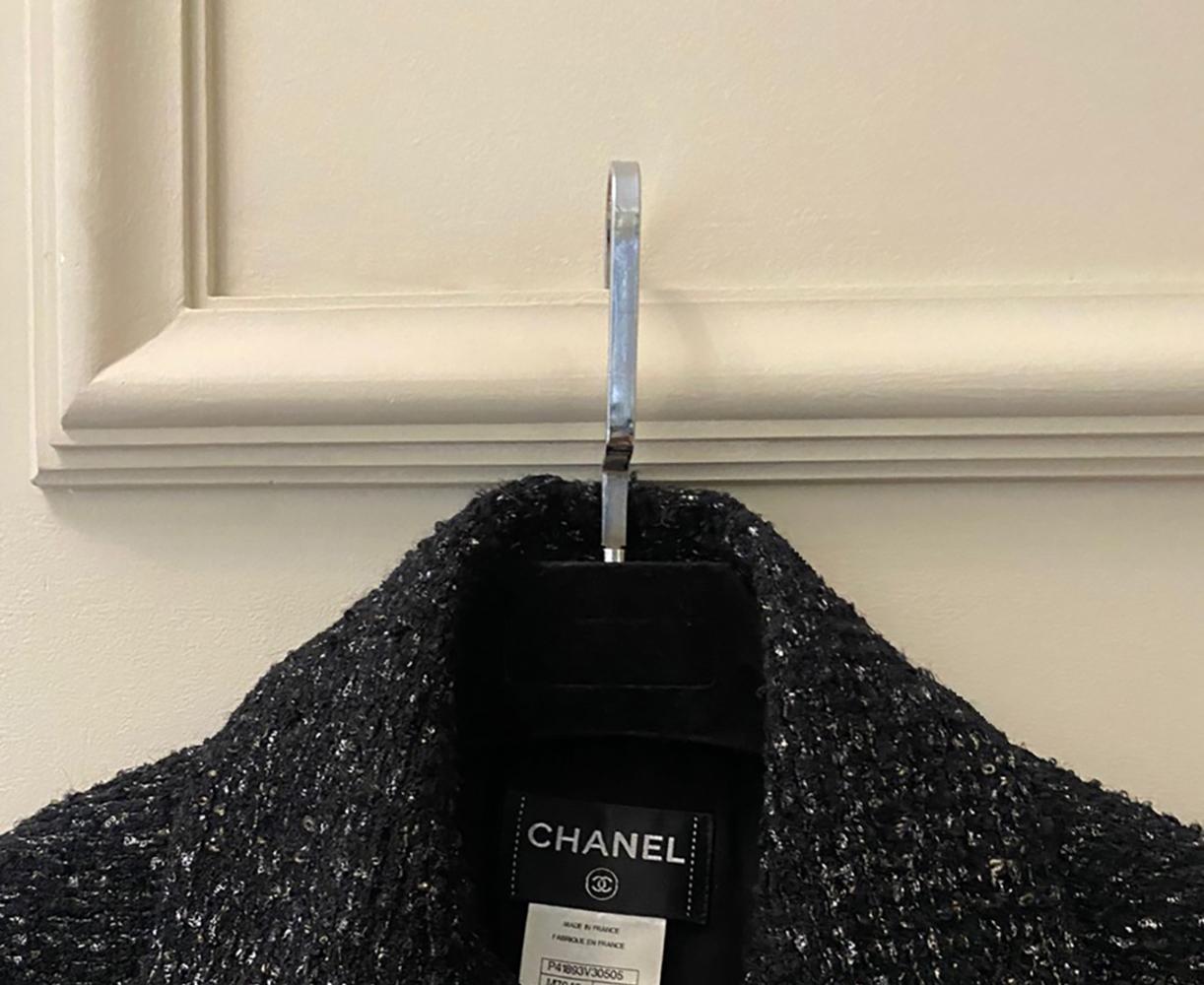 CHANEL 11K$ Collectional Anthrazit Bouclé Tweed Kleid im Angebot 9