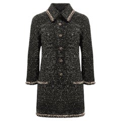 CHANEL 11K$ Collectional Anthrazit Bouclé Tweed Kleid