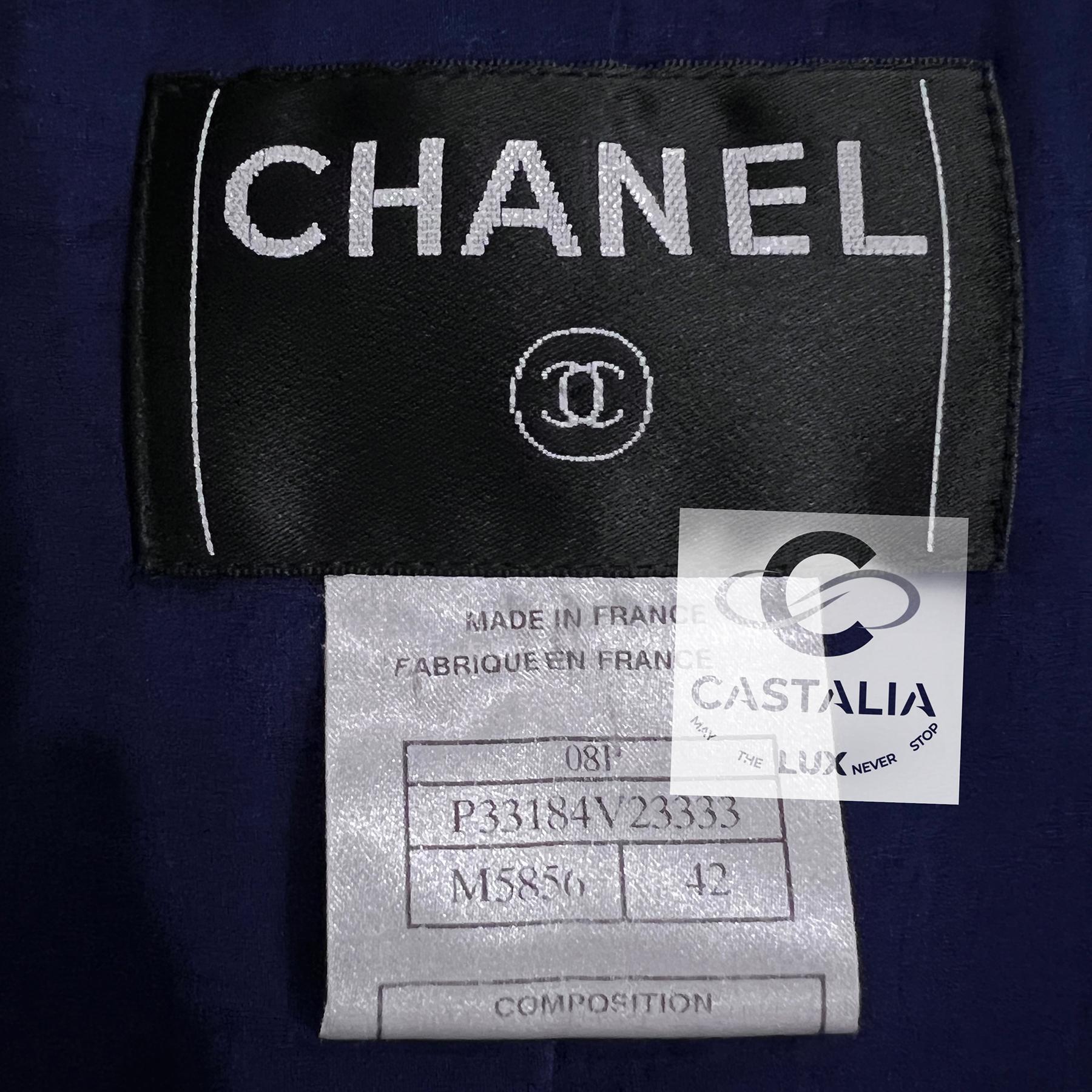 Chanel 11K$ Iconic Metallic Chain Trim Tweed Jacket 42 FR 10