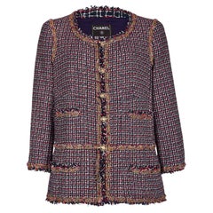 Chanel 11K$ Iconic Metallic Chain Trim Tweed Jacket 42 FR
