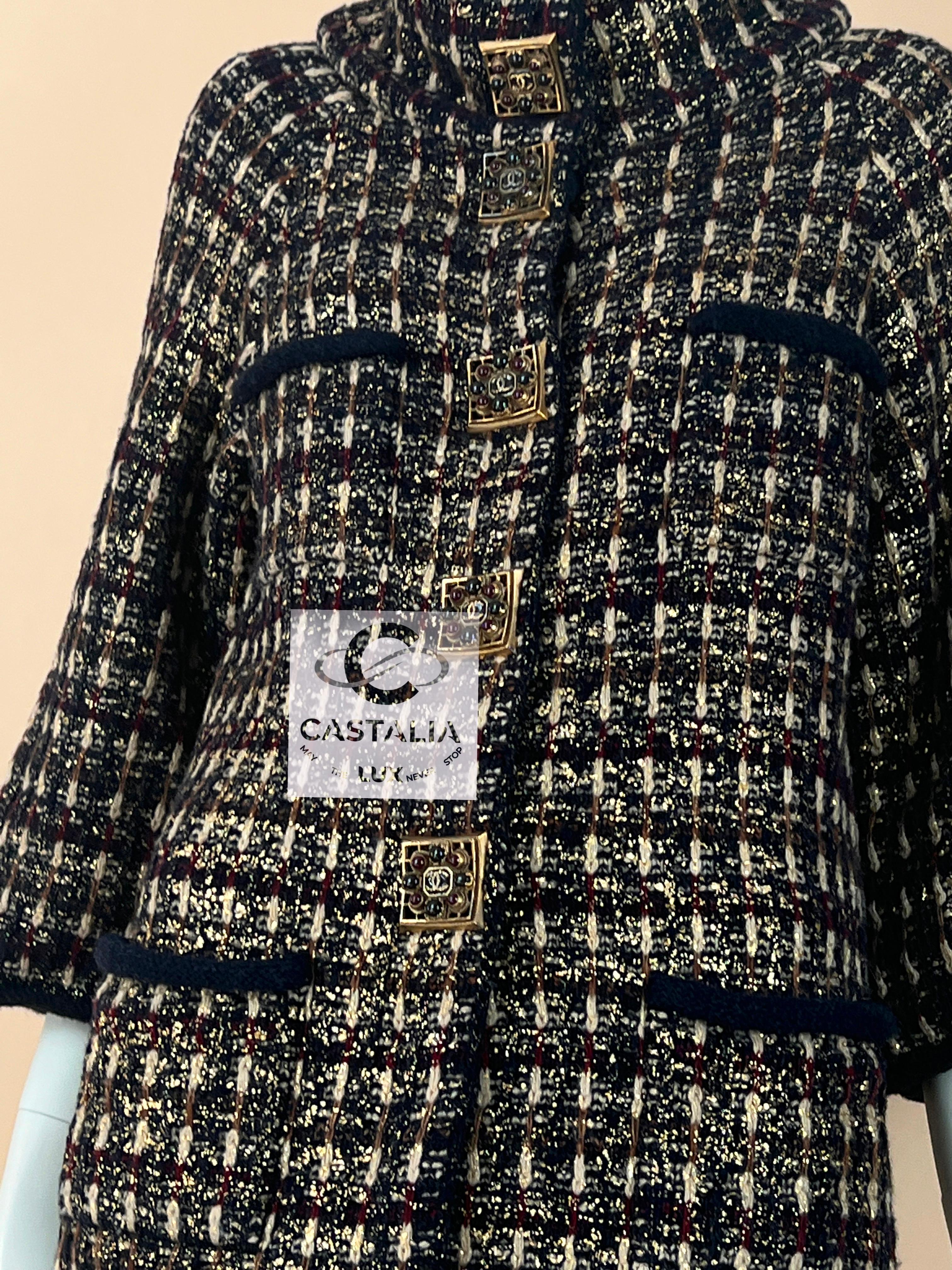 Chanel 11K$ Icónico París / Byzance CC Gripoix Botones Abrigo 36 FR en venta 7