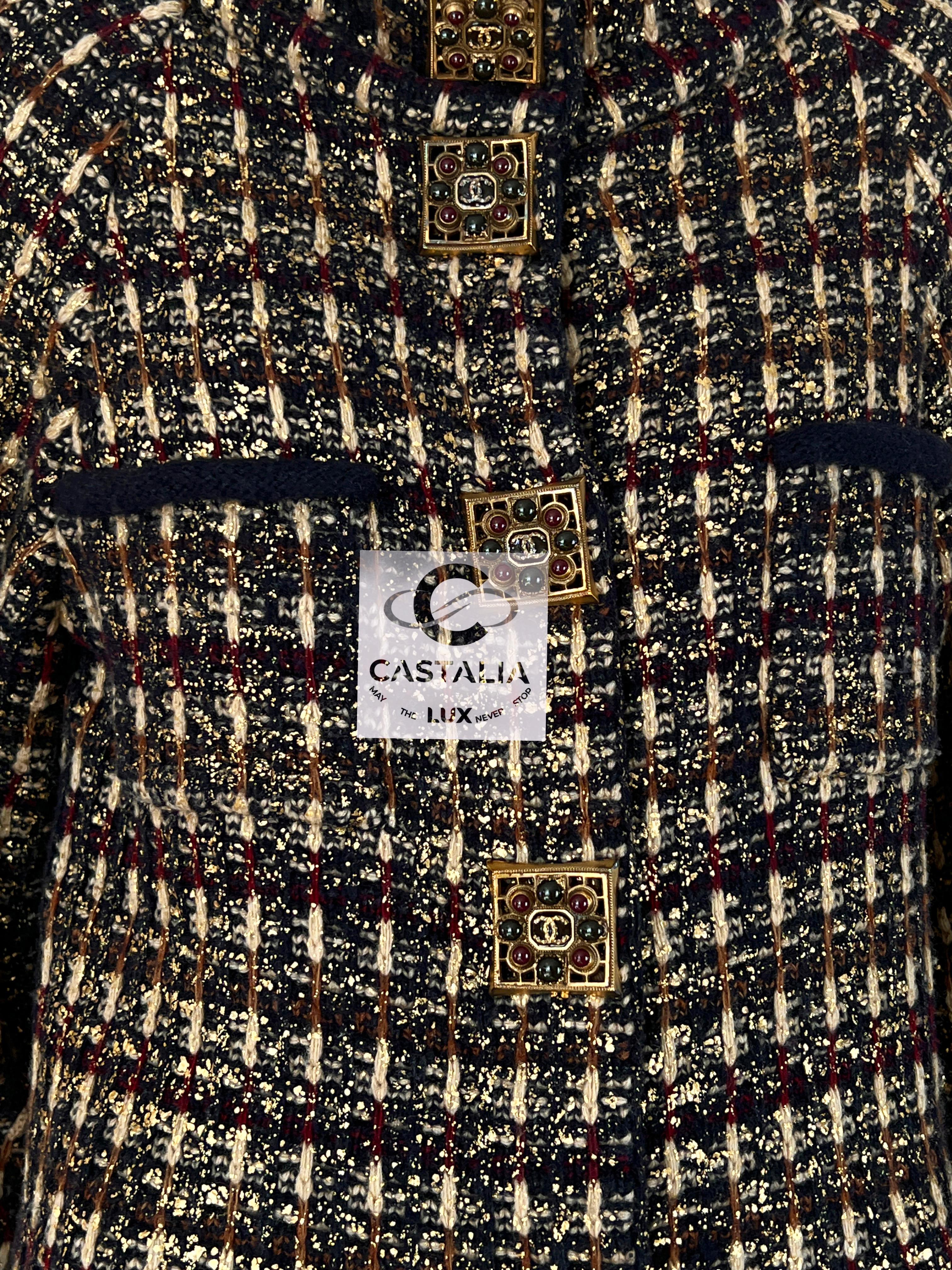 Chanel 11K$ Icónico París / Byzance CC Gripoix Botones Abrigo 36 FR en venta 8