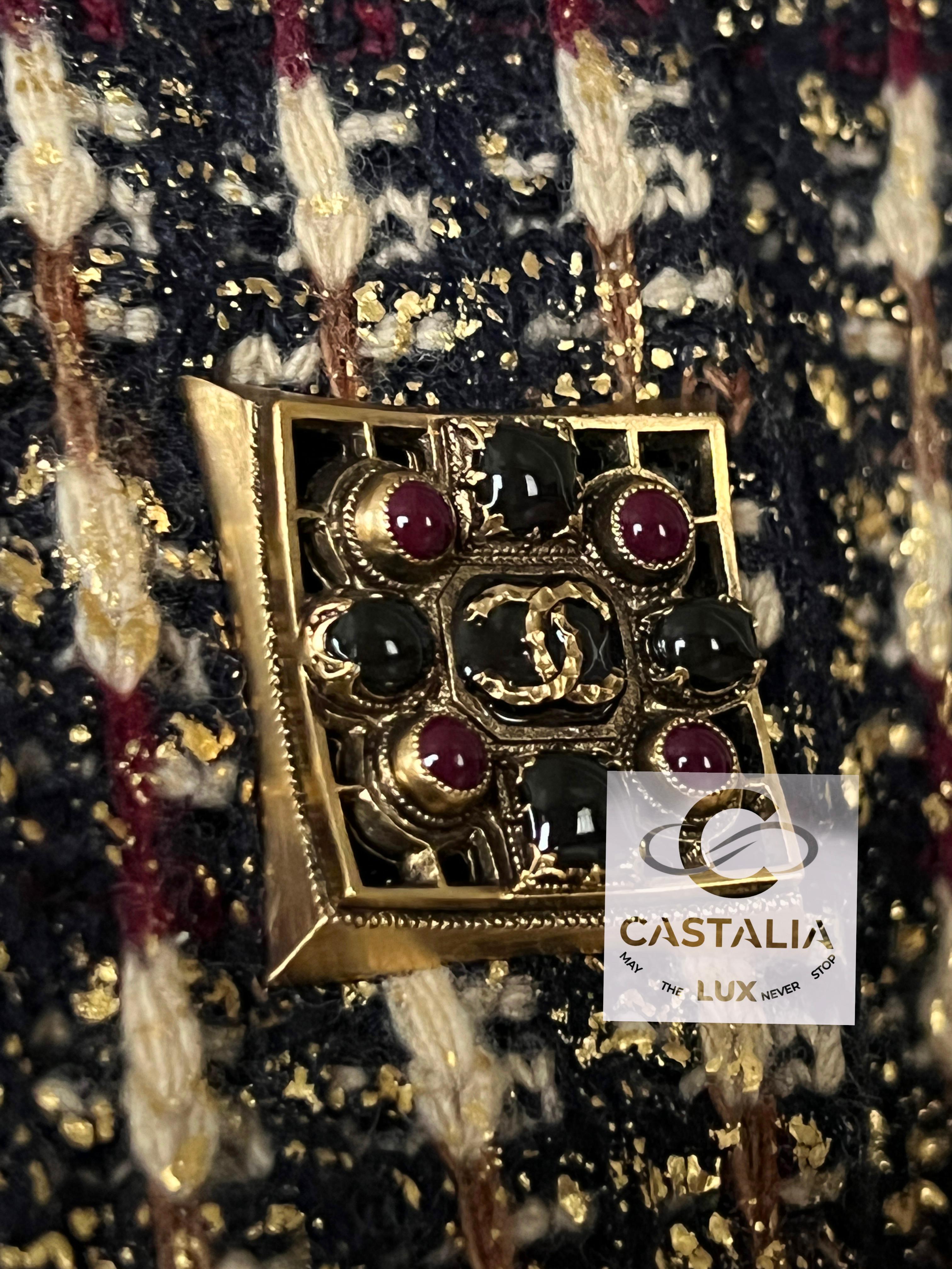 Chanel 11K$ Icónico París / Byzance CC Gripoix Botones Abrigo 36 FR en venta 9
