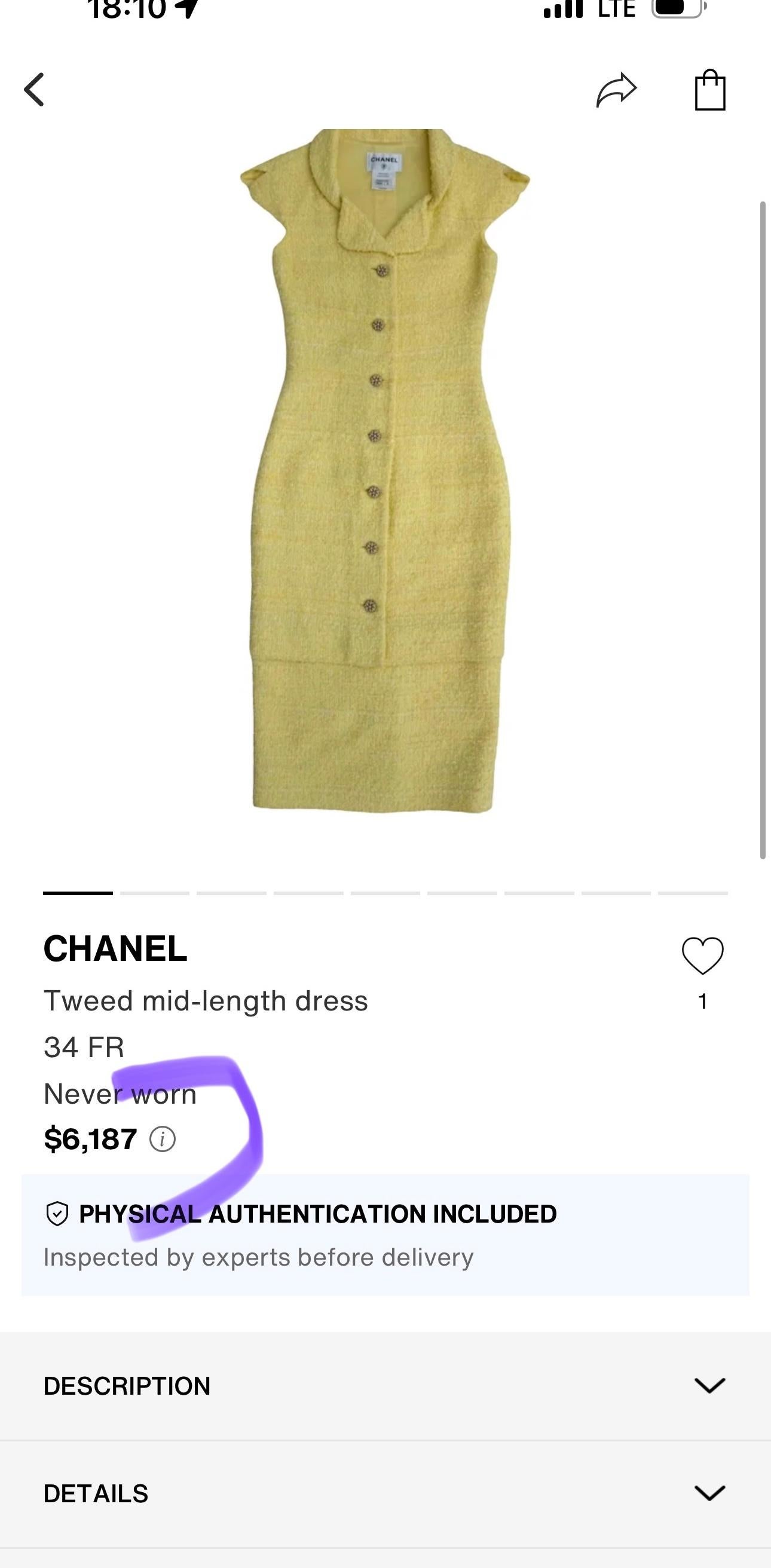 Chanel 11K$ New Iconic Yellow Tweed Dress with Belt 40 FR For Sale 1