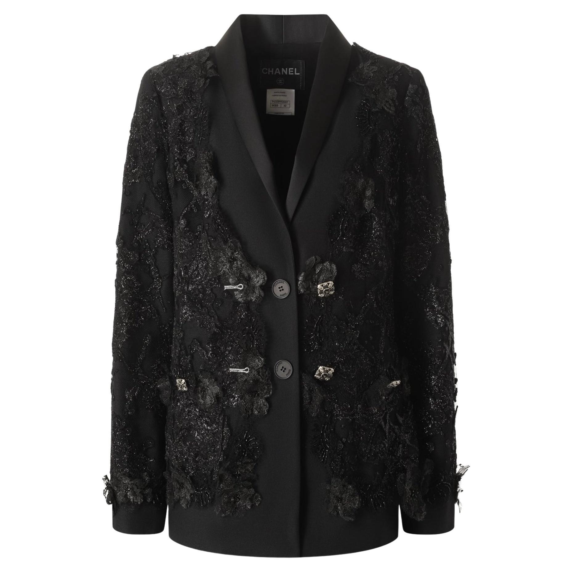 Chanel 11K$ Nueva Chaqueta de Pasarela de Encaje y Bordado 34 FR en venta