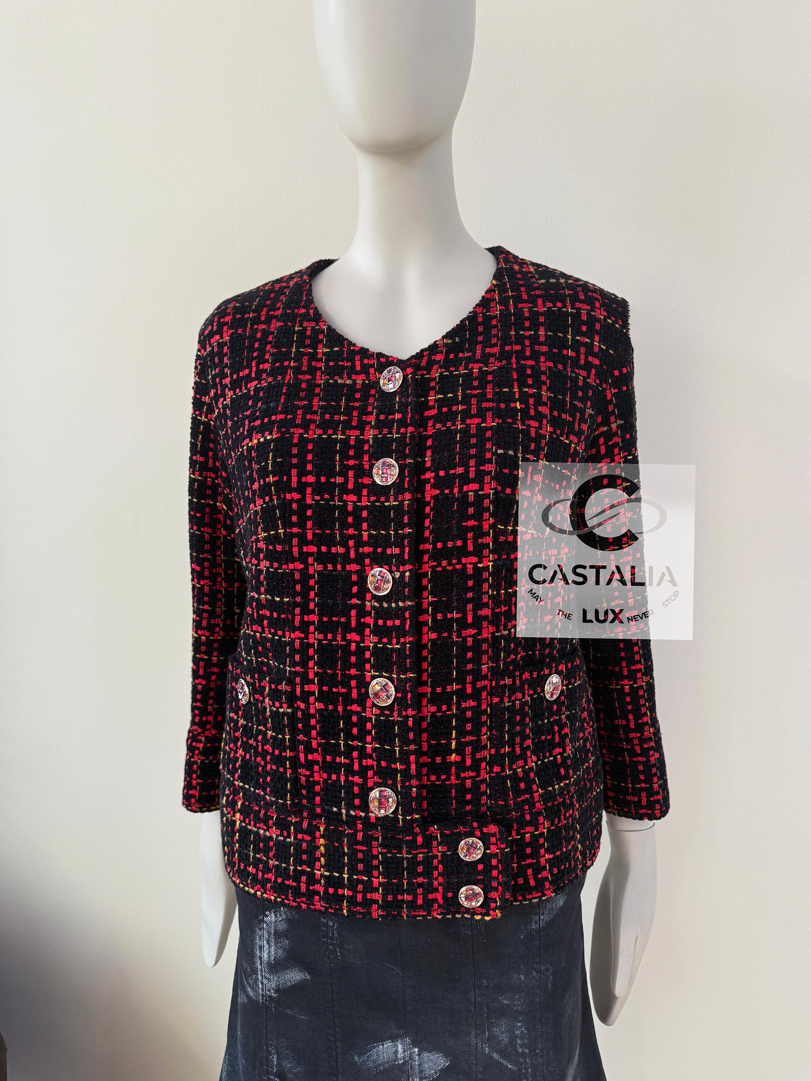 Chanel 11K$ New Logo Ribbon Black Tweed Jacket 38 FR 8