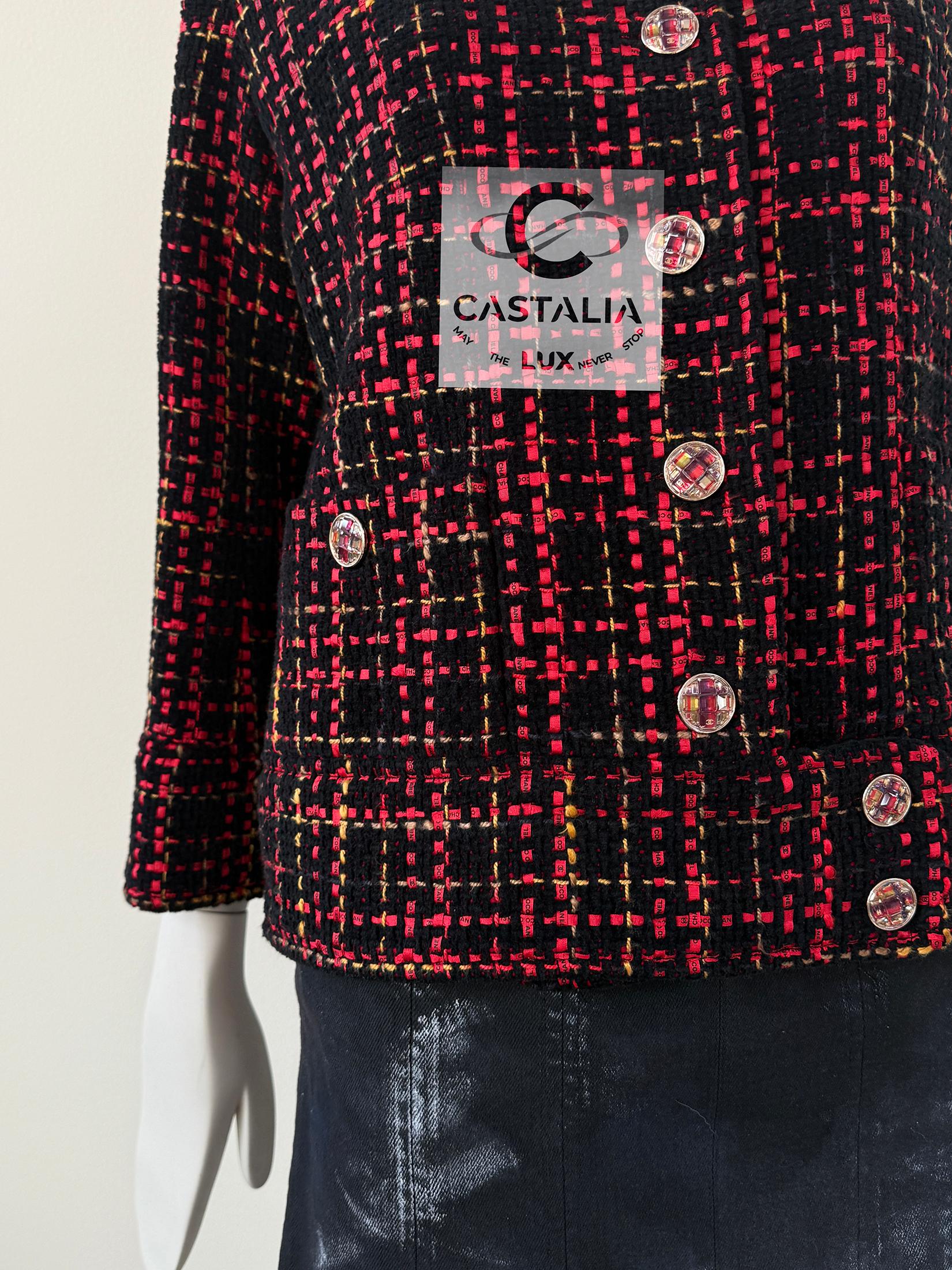 Chanel 11K$ New Logo Ribbon Black Tweed Jacket 38 FR 9