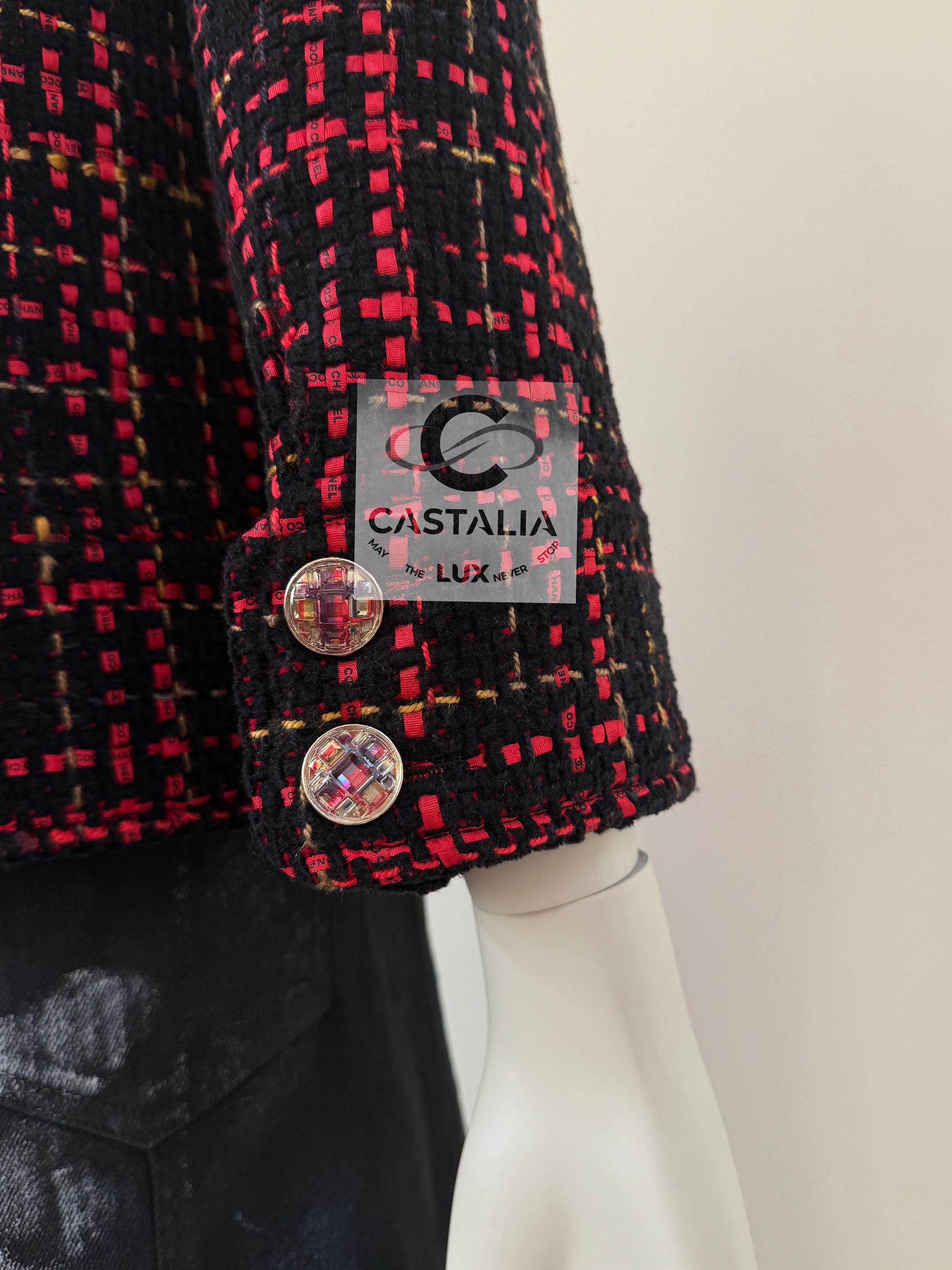 Chanel 11K$ New Logo Ribbon Black Tweed Jacket 38 FR 12