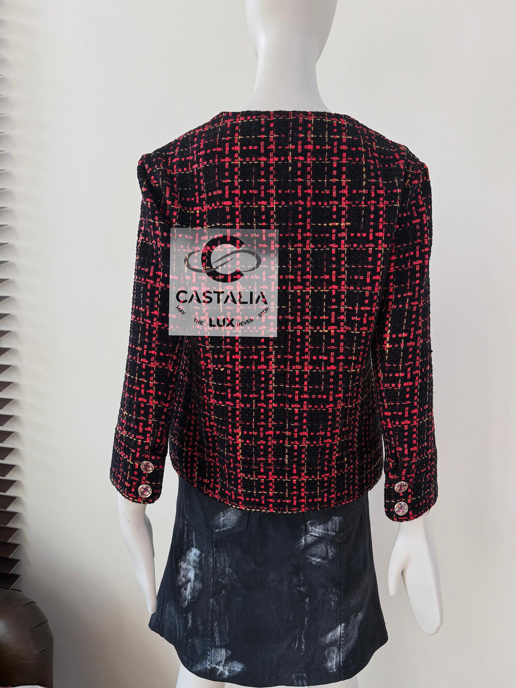 Chanel 11K$ New Logo Ribbon Black Tweed Jacket 38 FR 13