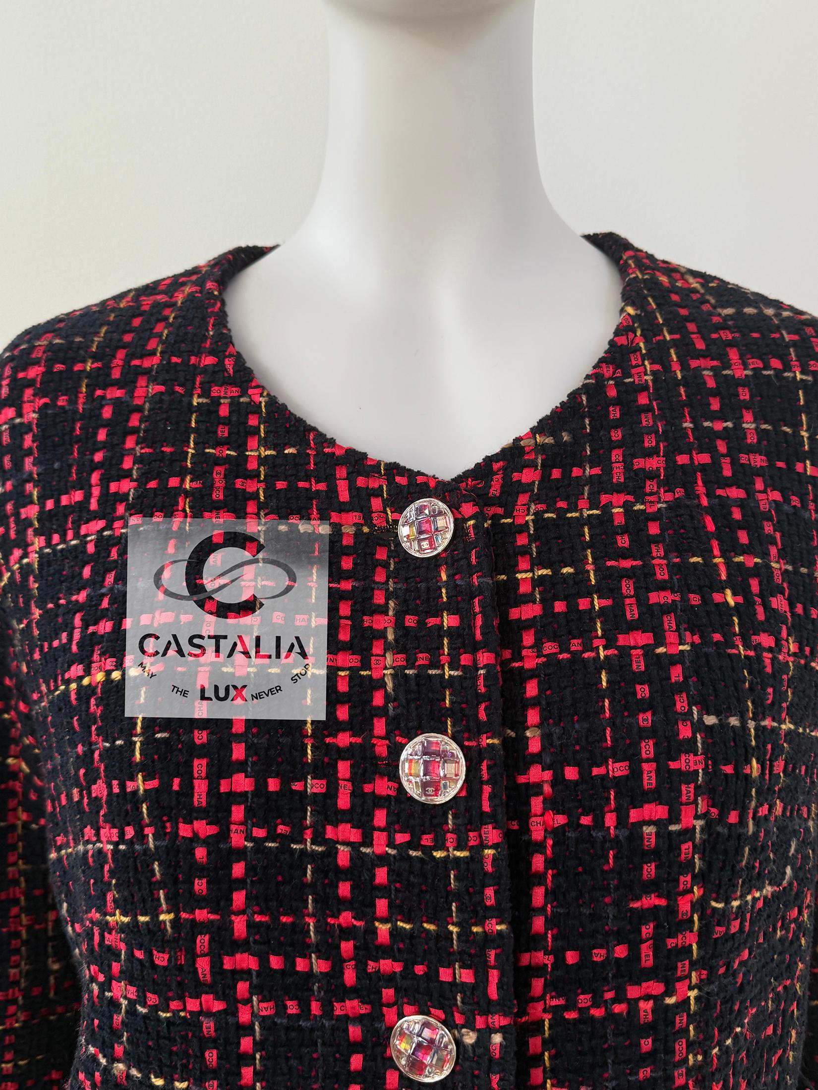Chanel 11K$ New Logo Ribbon Black Tweed Jacket 38 FR 3
