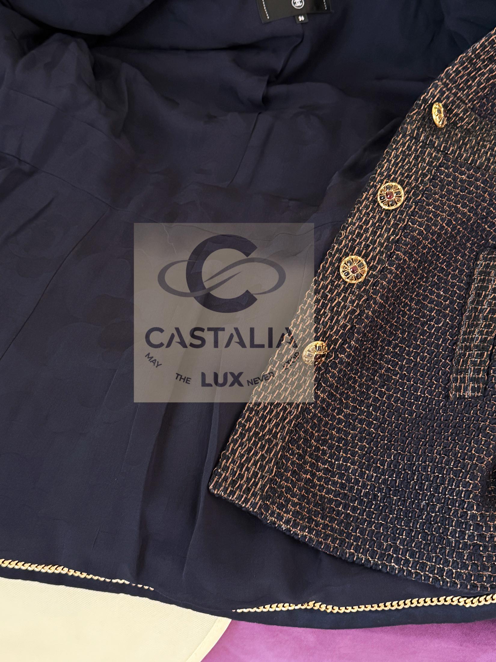 CHANEL 11K$ New Paris / EGYPT Veste en tweed marine 36 FR en vente 7