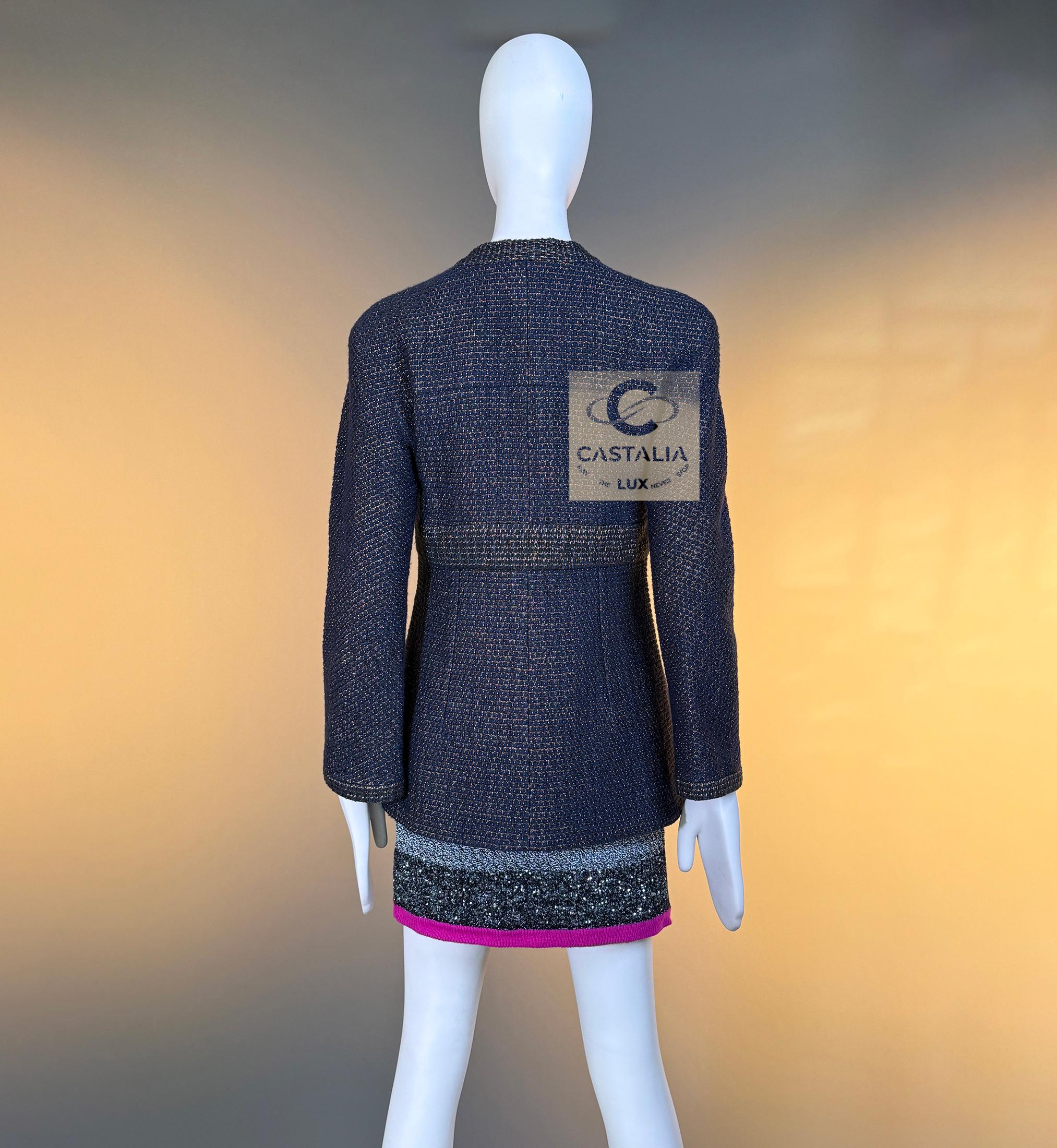 CHANEL 11K$ New Paris / EGYPT Veste en tweed marine 36 FR en vente 9
