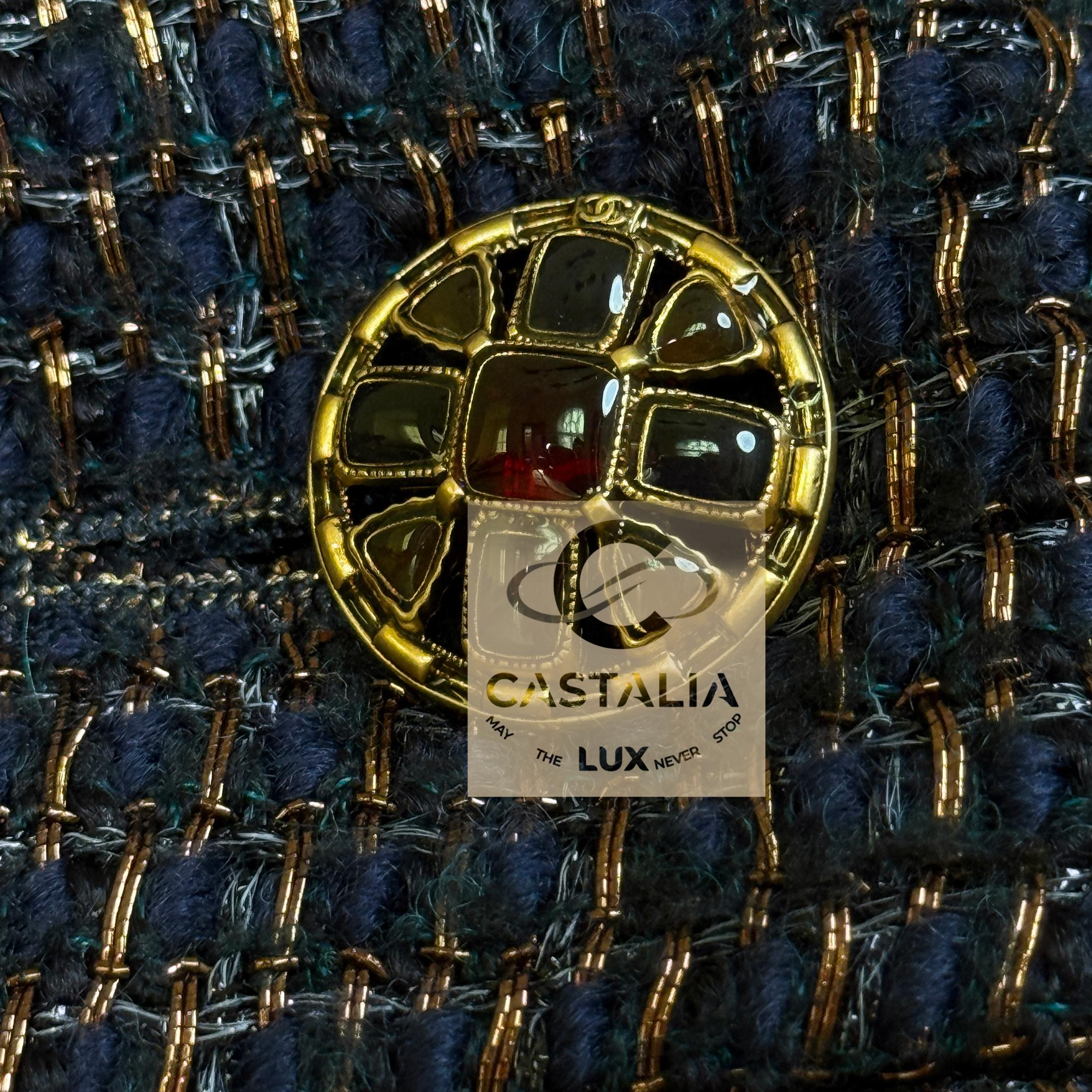 CHANEL 11K$ Nuevo París / EGIPTO Chaqueta de tweed azul marino 36 FR 1