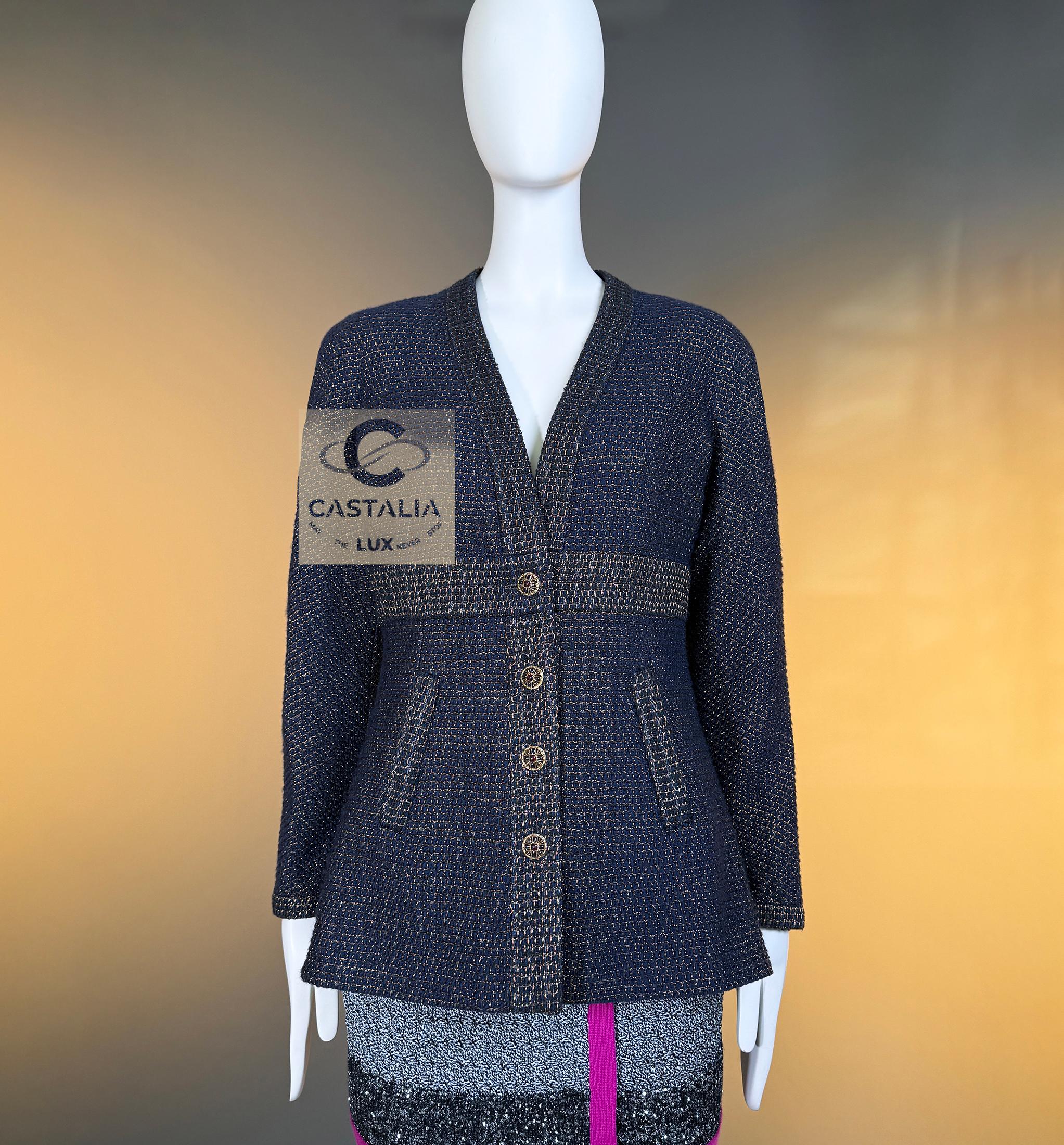 CHANEL 11K$ Nuevo París / EGIPTO Chaqueta de tweed azul marino 36 FR 2