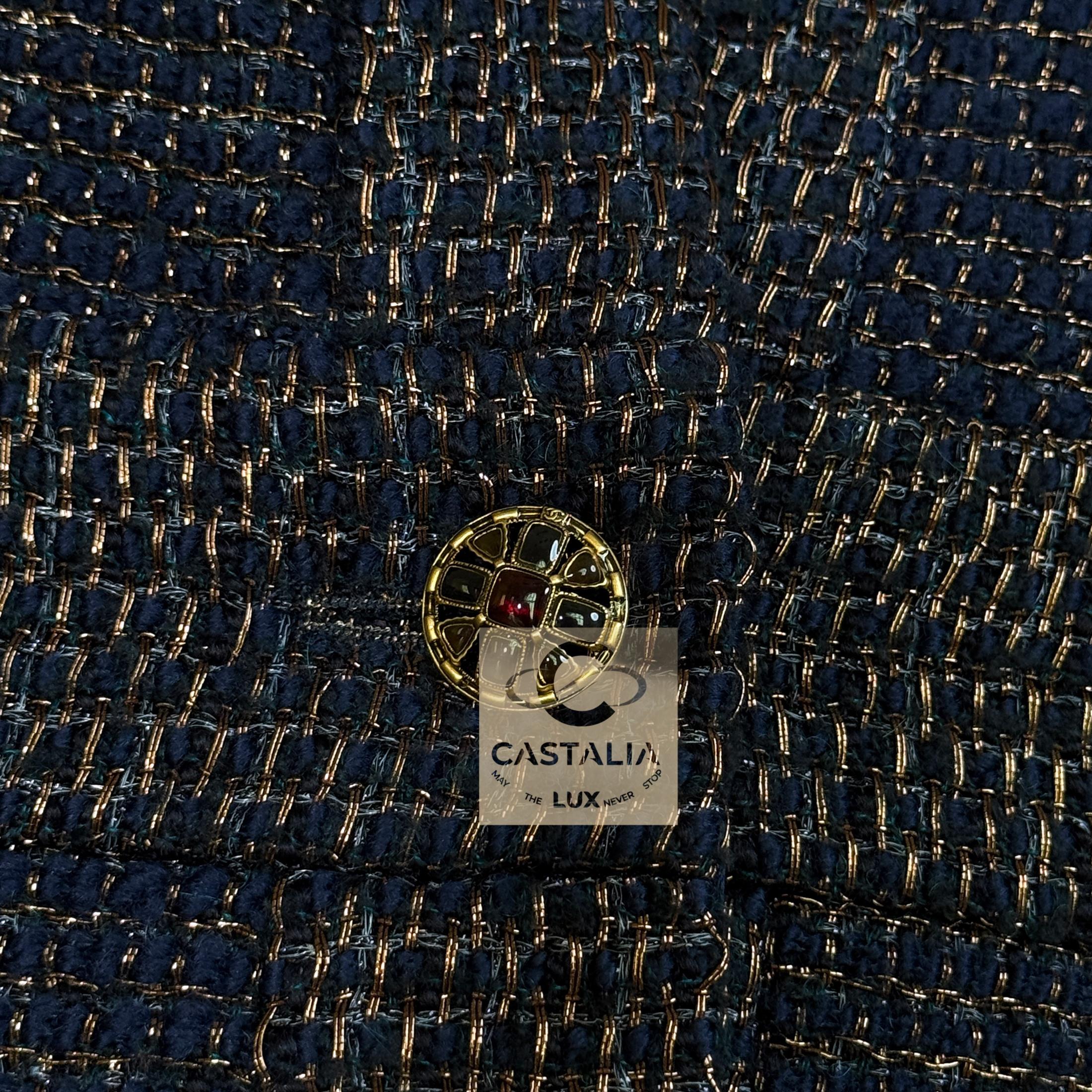 CHANEL 11K$ Nuevo París / EGIPTO Chaqueta de tweed azul marino 36 FR 3